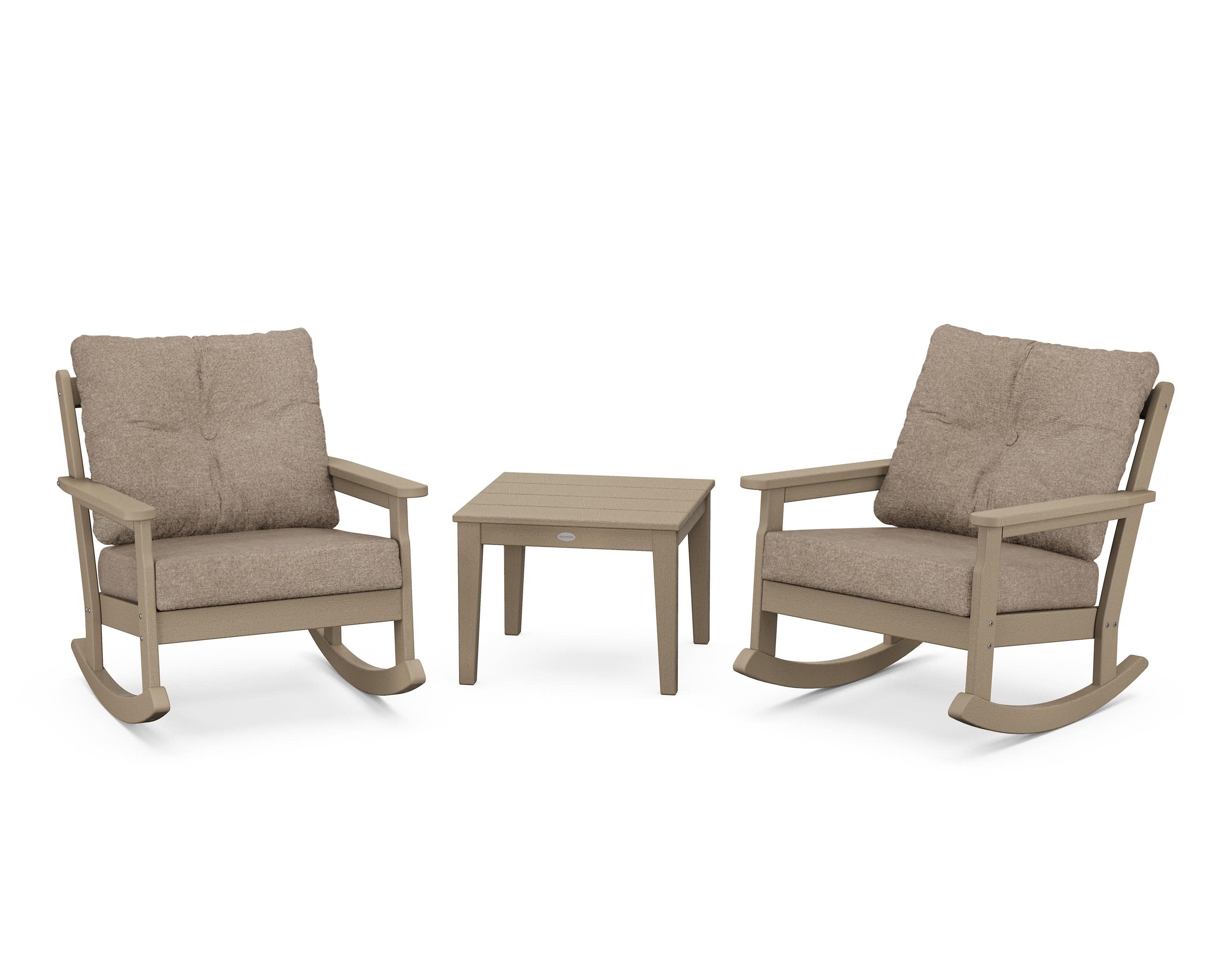 Vineyard 3-Piece Deep Seating Rocker Set in Vintage Sahara / Spiced Burlap