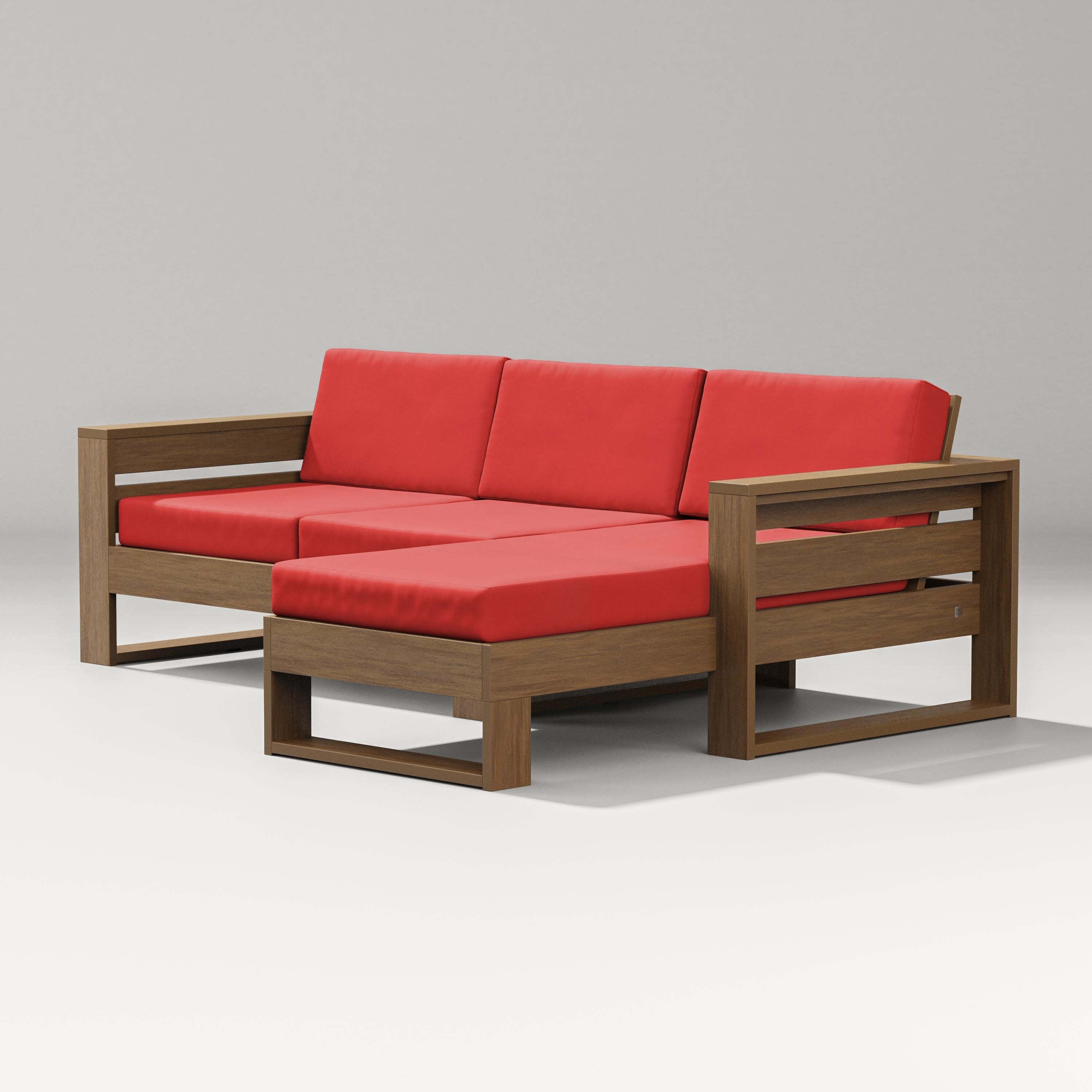 Latitude Right Chaise Sectional in Natural / Crimson Linen