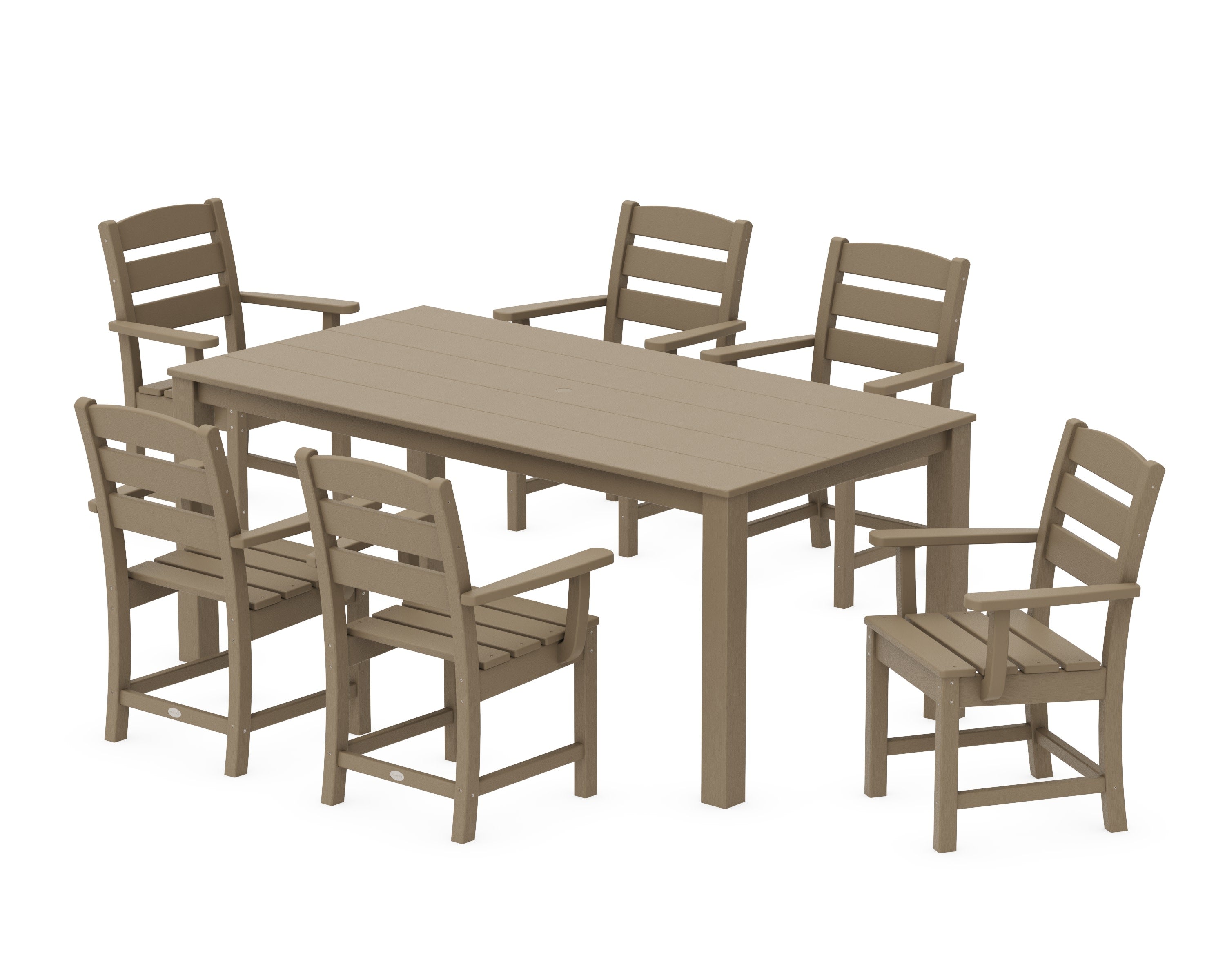 Lakeside Arm Chair 7-Piece Parsons Dining Set in Vintage Sahara