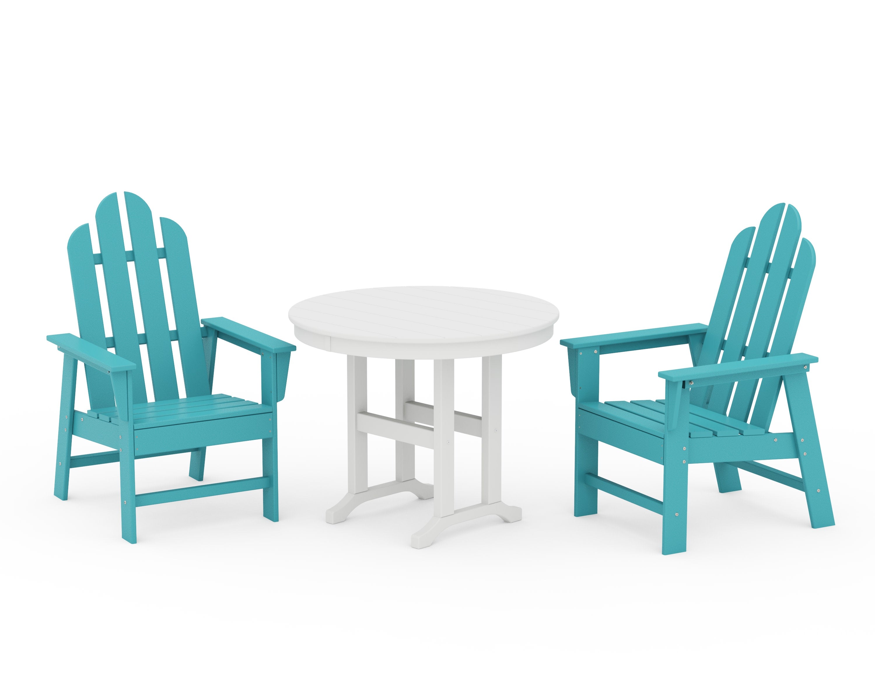 Long Island 3-Piece Round Dining Set in Aruba / White