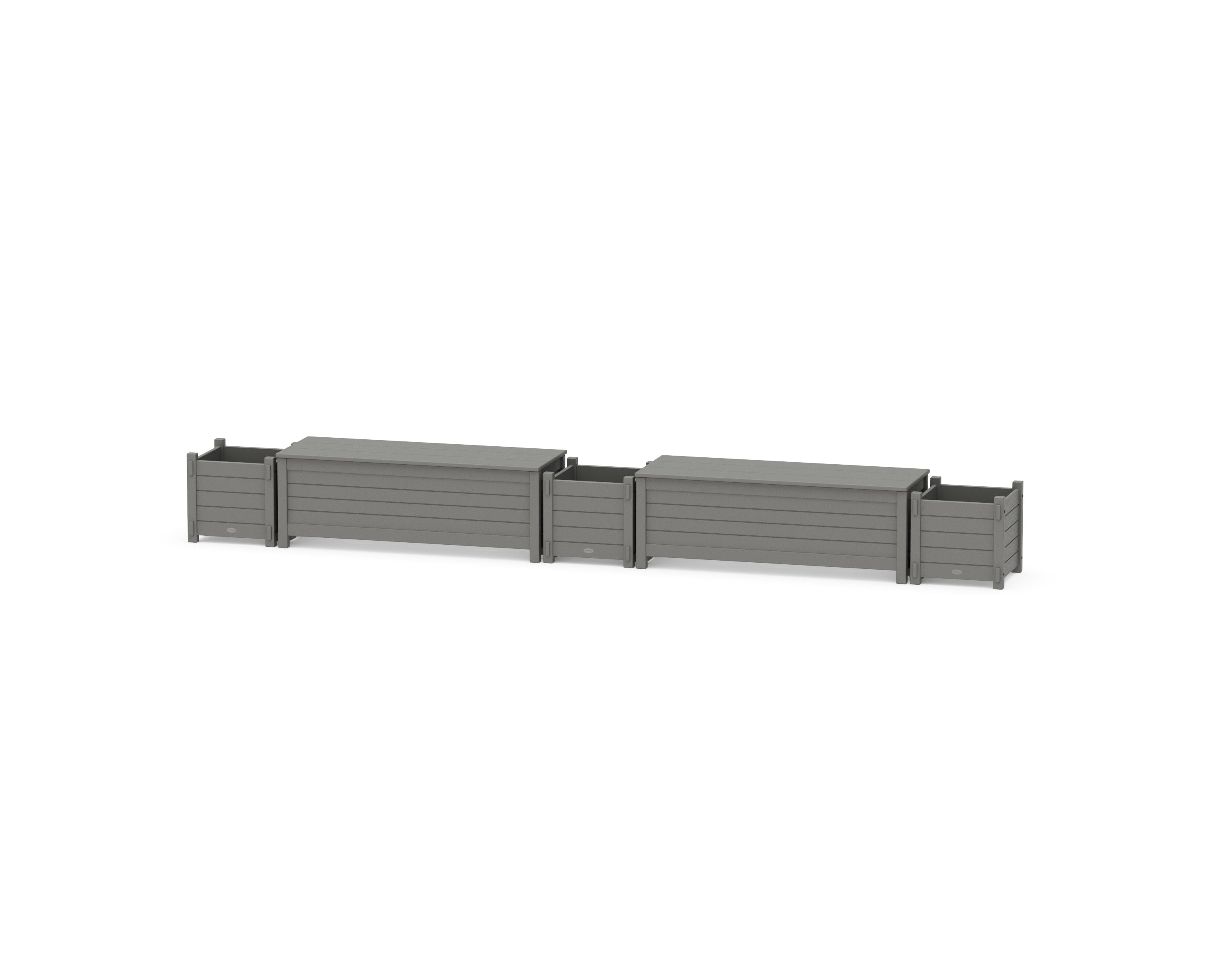 48" Nautical Straight Double Planter Storage Bench Set in Slate Grey