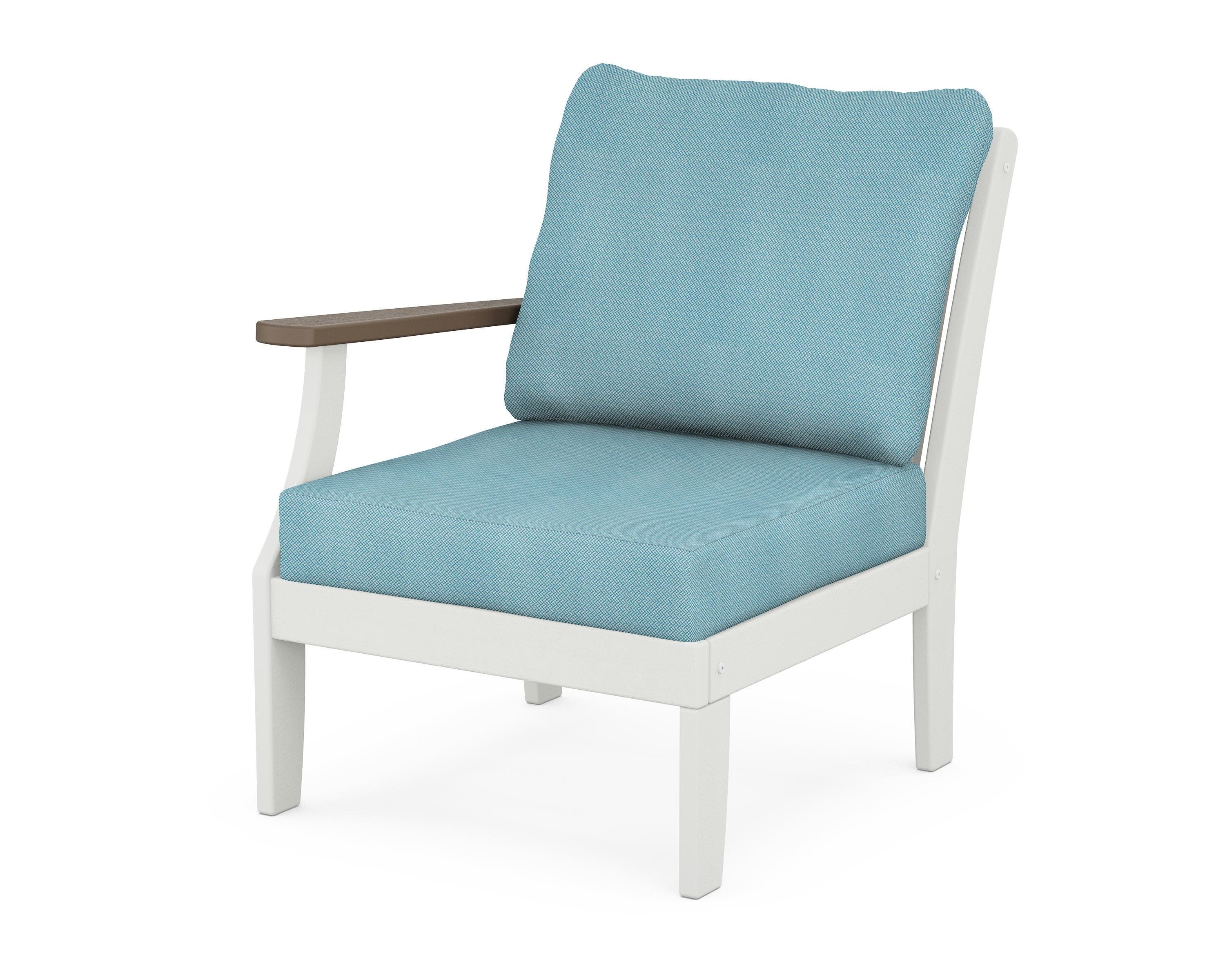 Braxton Modular Left Arm Chair in White / Kona / Lattice Sky Blue