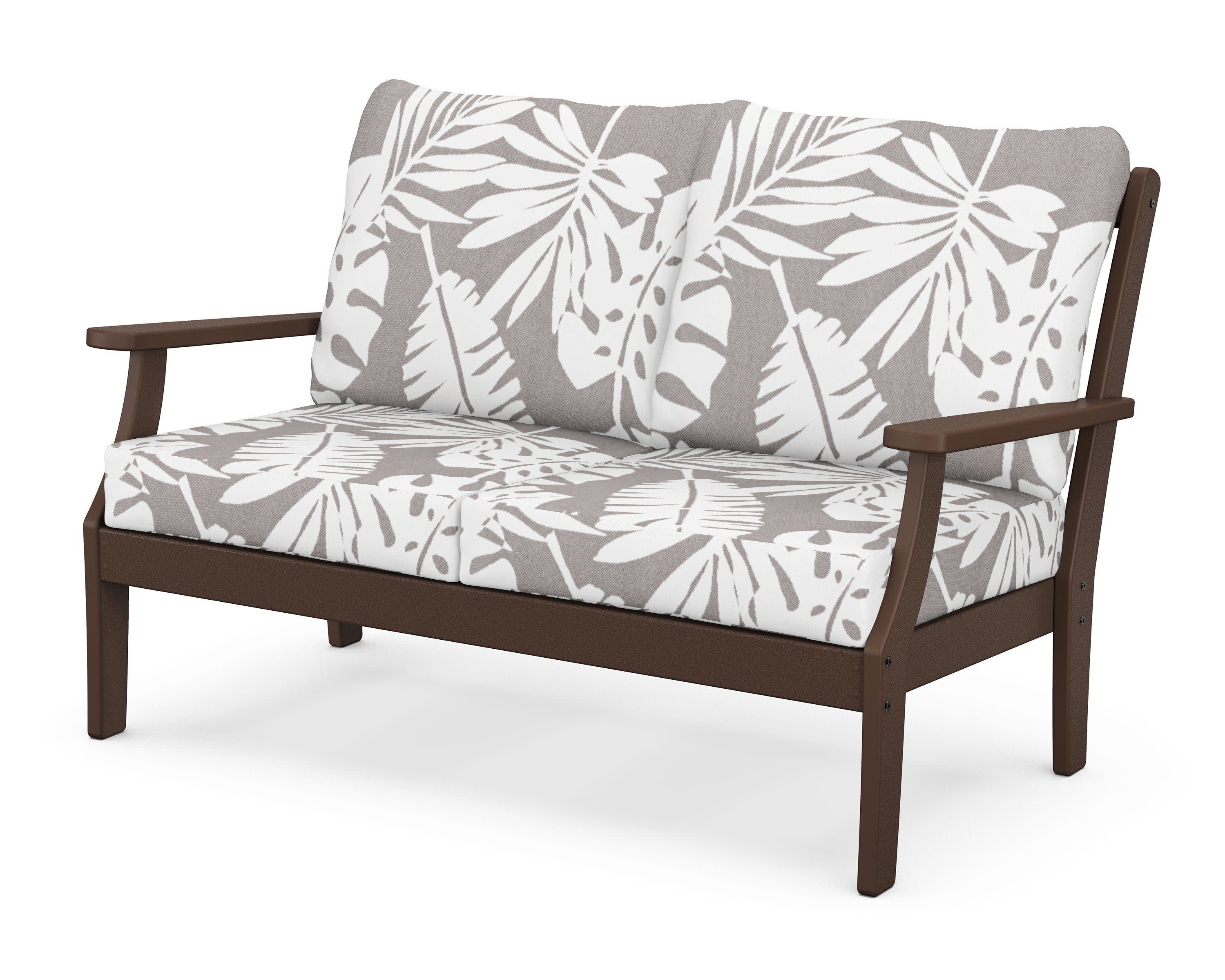 Braxton Deep Seating Loveseat in Mahogany / Leaf Grey Mist