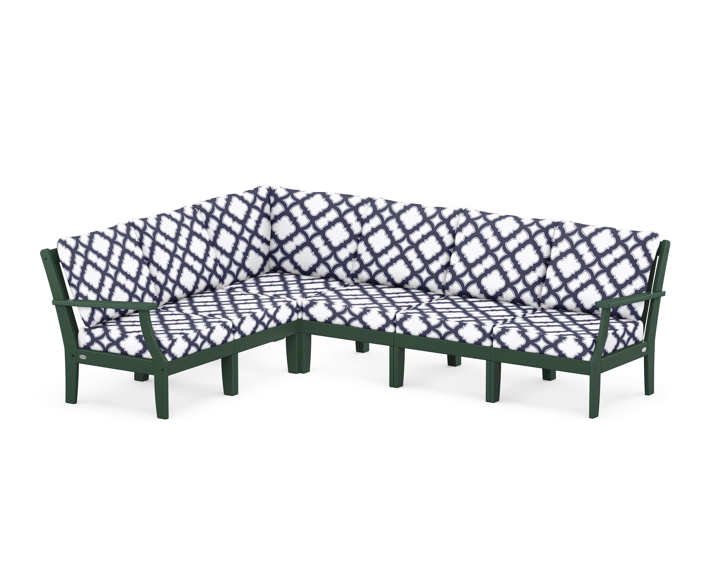 Braxton Modular 6-Piece Deep Seating Set in Green / Trellis Navy