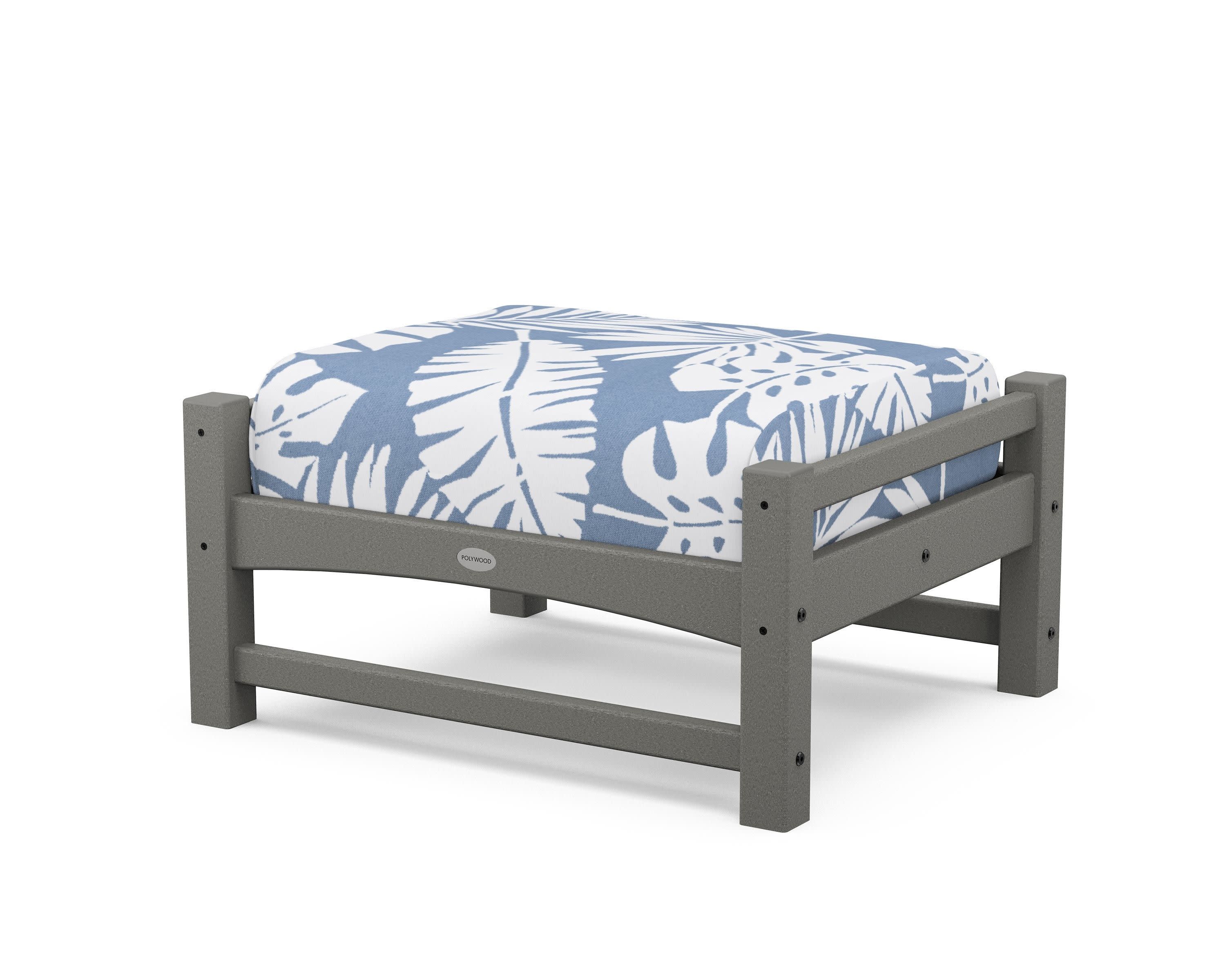 Club Ottoman in Slate Grey / Leaf Sky Blue