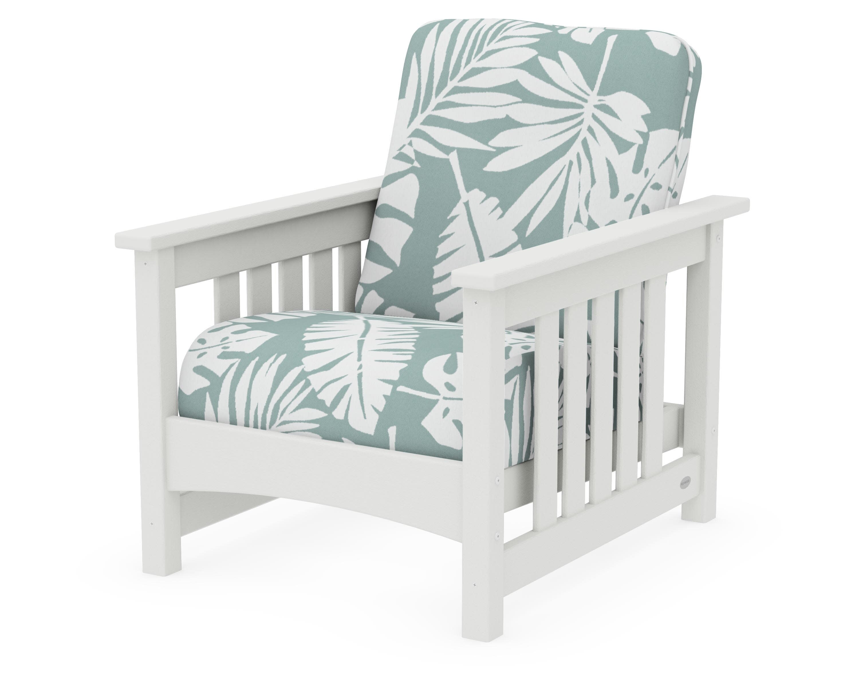 Club Mission Chair in Vintage White / Leaf Glacier Spa