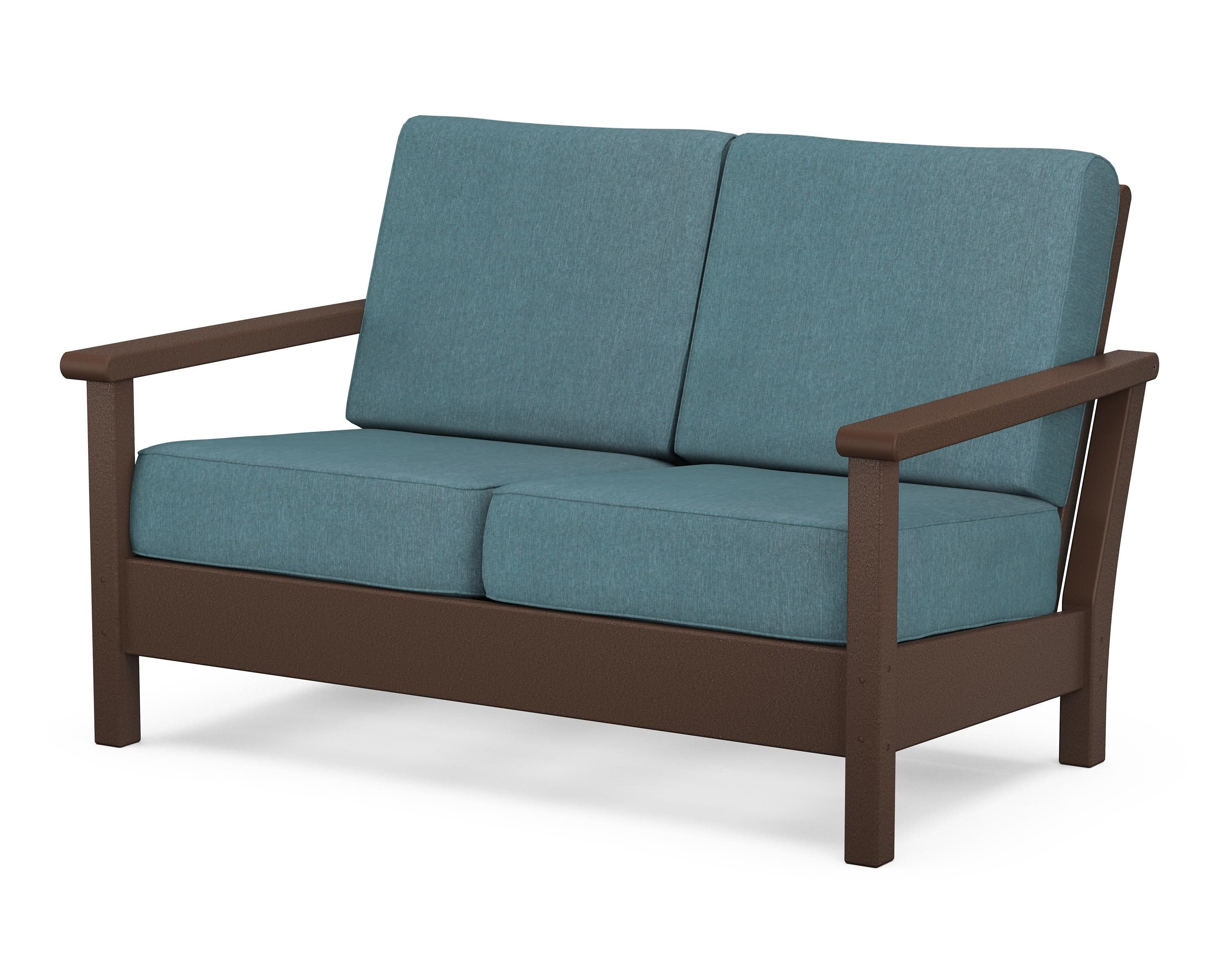 Harbour Deep Seating Loveseat in Mahogany / Ocean Teal