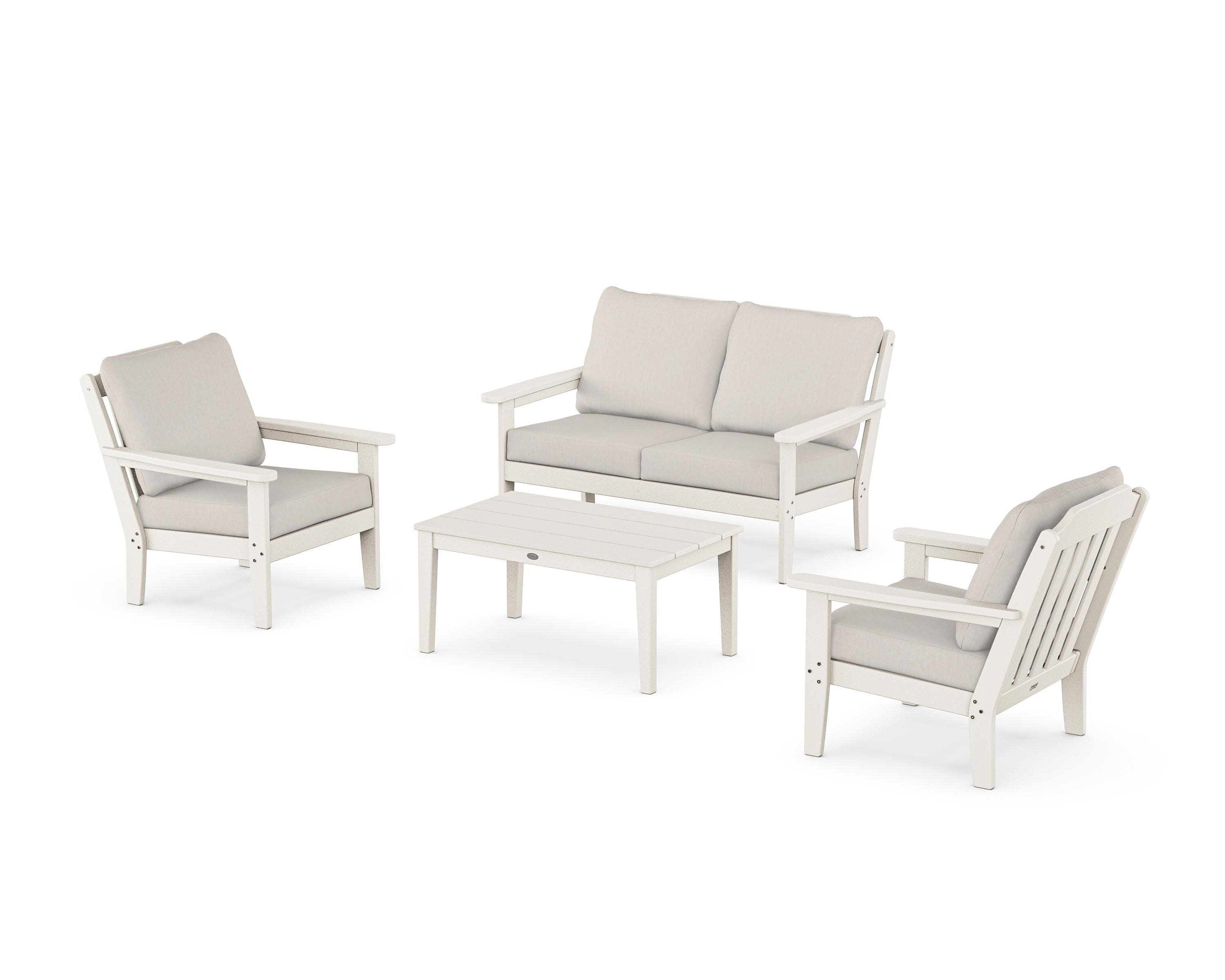 Cottage 4-Piece Deep Seating Set with Loveseat in Sand / Cast Ash