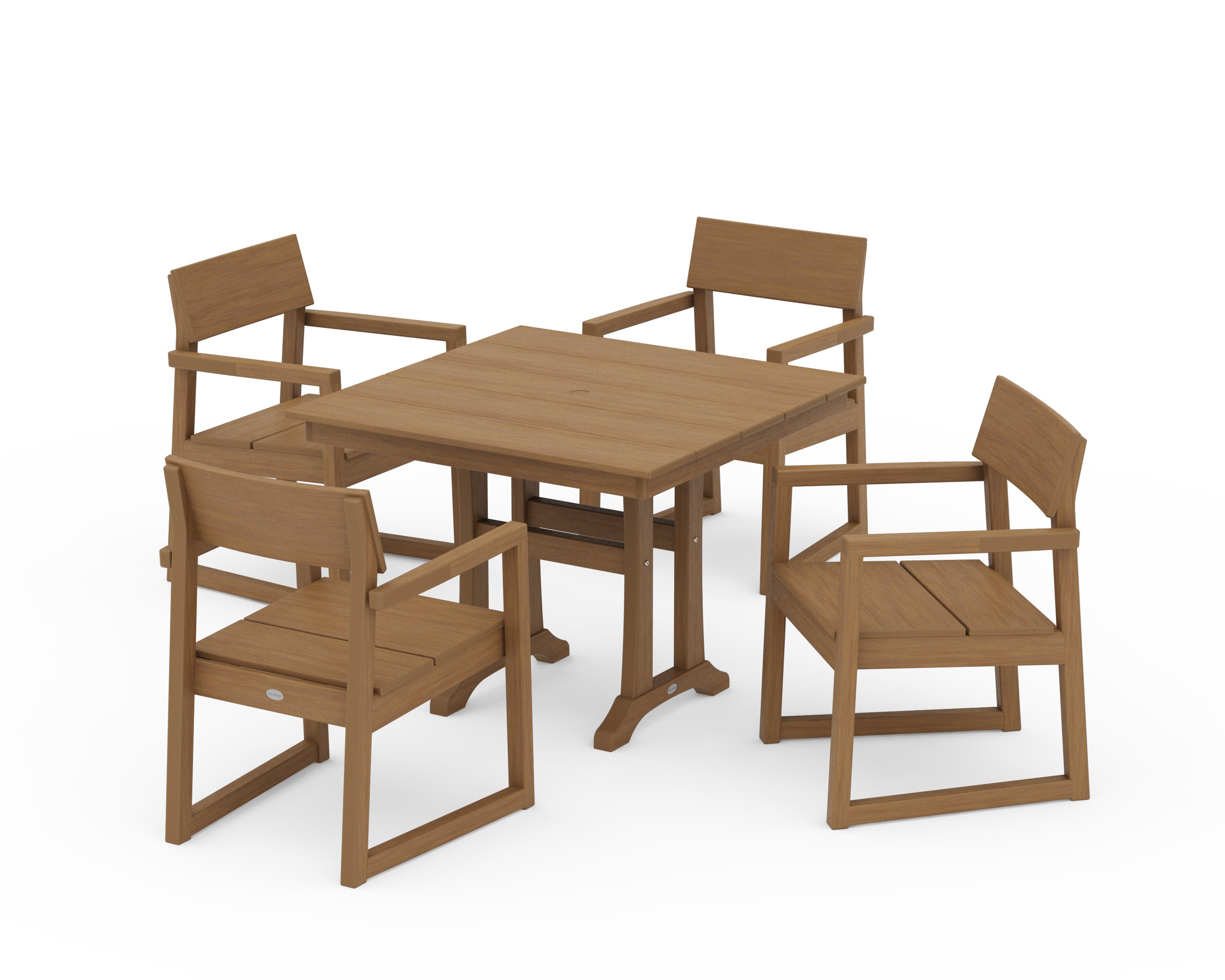 EDGE 5-Piece Farmhouse Dining Set With Trestle Legs in Natural