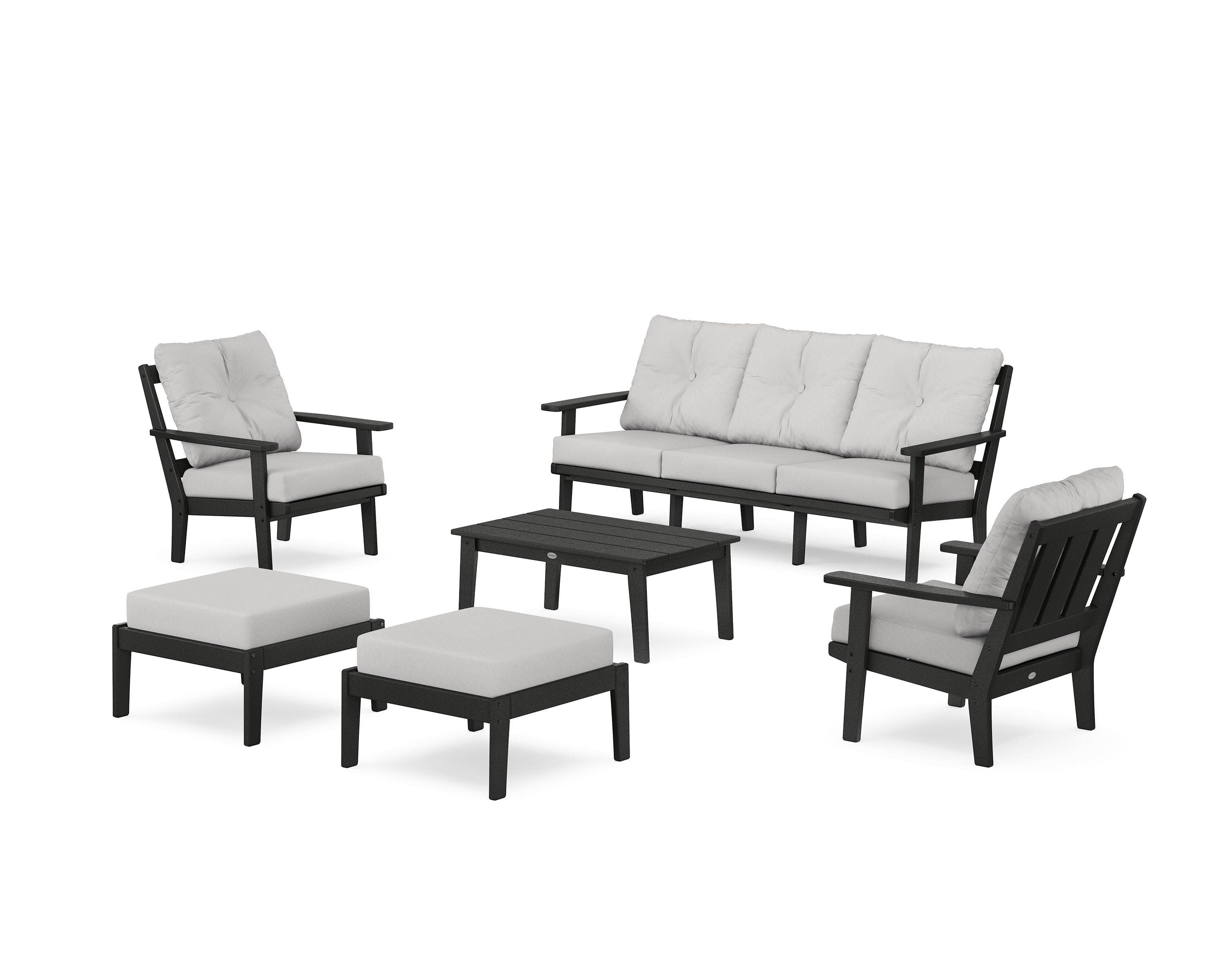 Oxford 6-Piece Lounge Sofa Set in Black / Diamond in the Rough