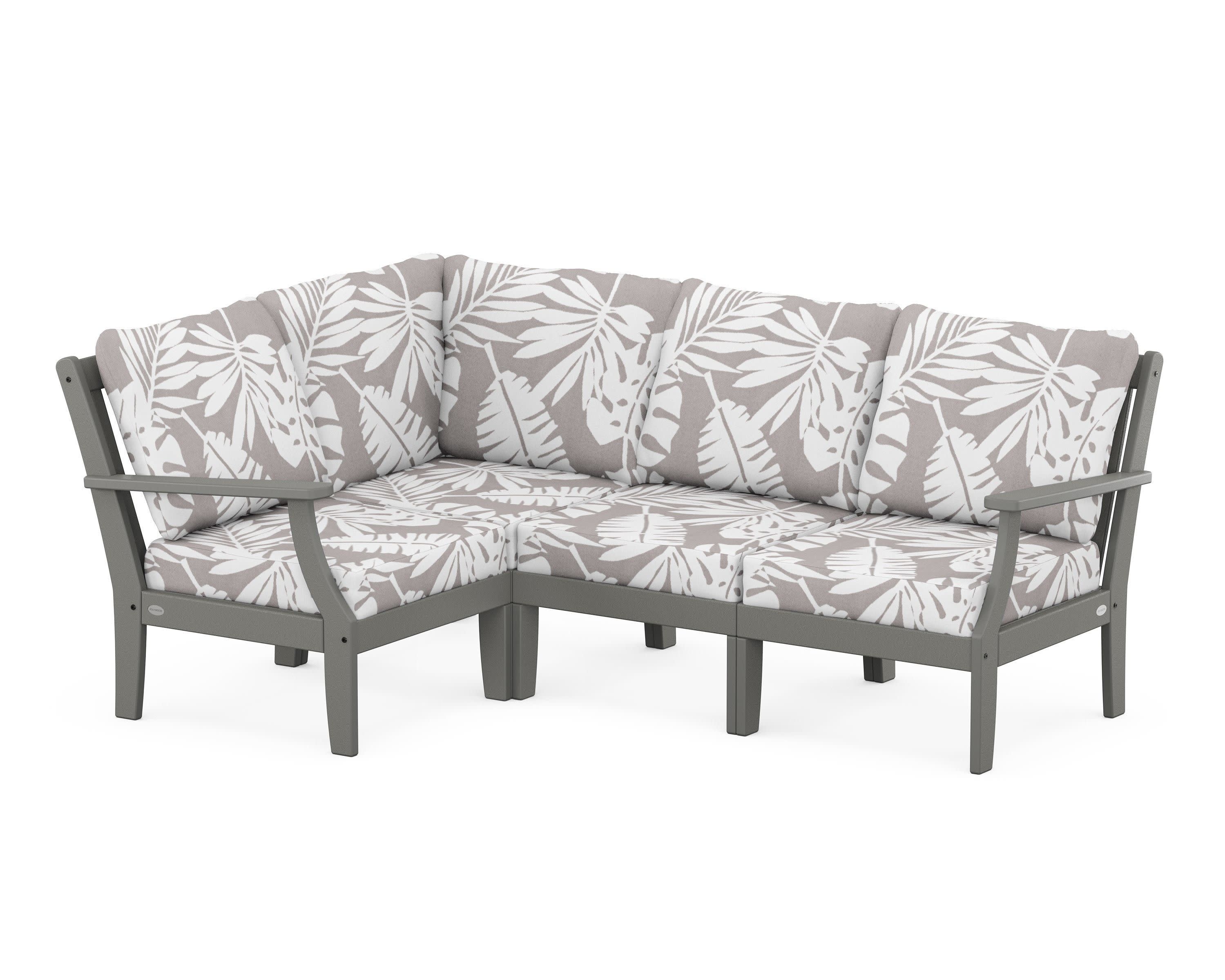Braxton Modular 4-Piece Deep Seating Set in Slate Grey / Leaf Grey Mist