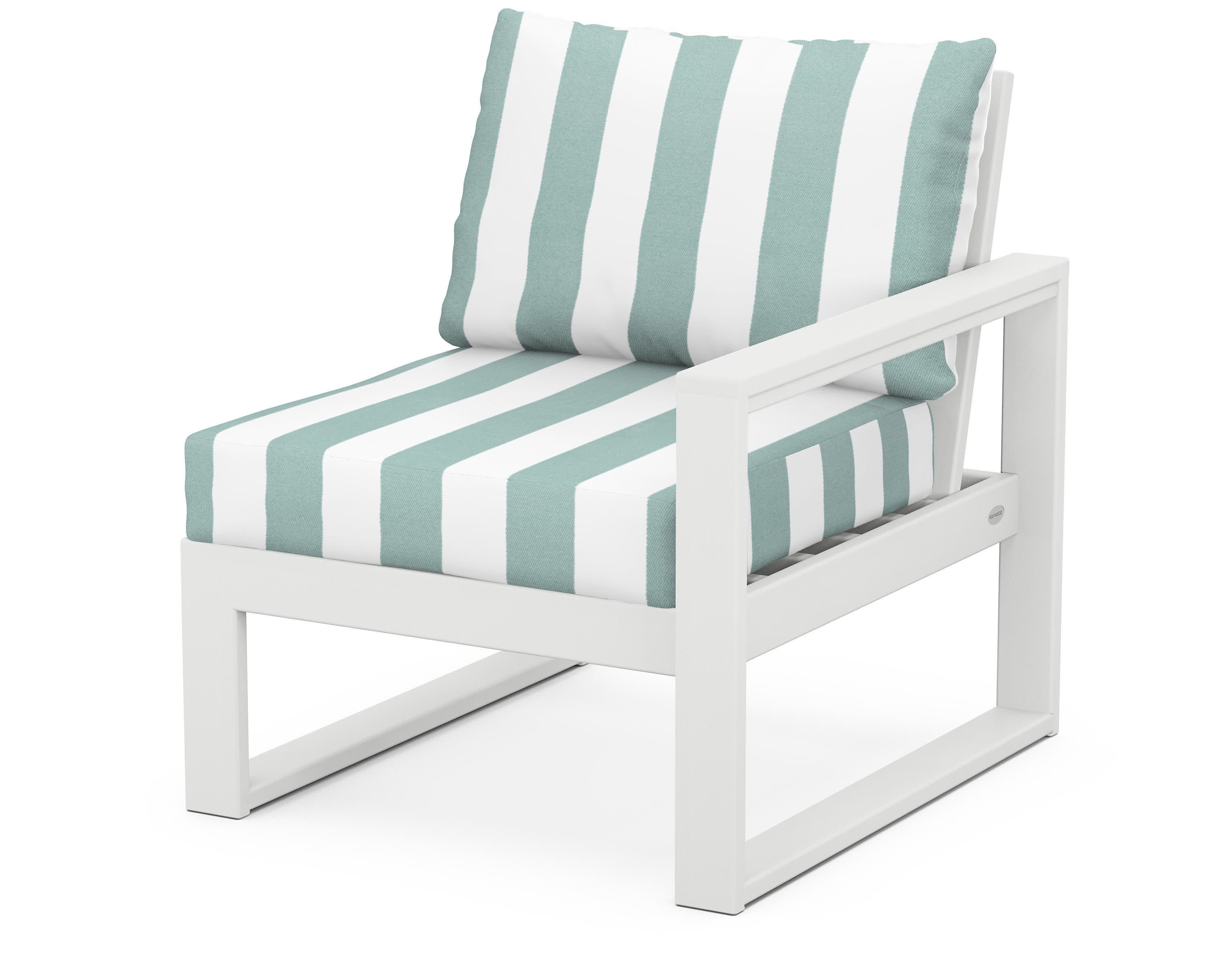 EDGE Modular Right Arm Chair in White / Cabana Stripe Glacier Spa