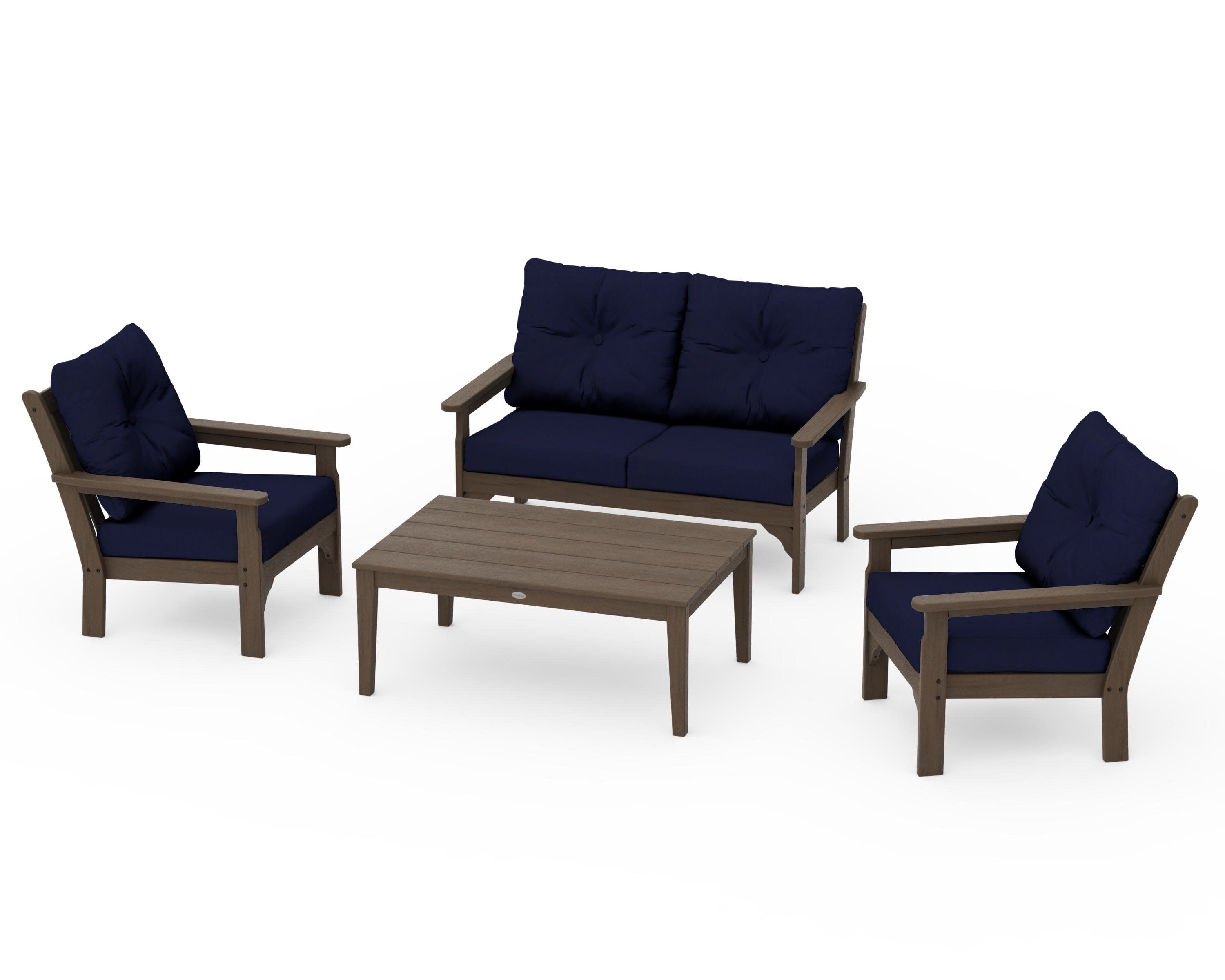 Vineyard 4-Piece Deep Seating Set in Kona / Navy
