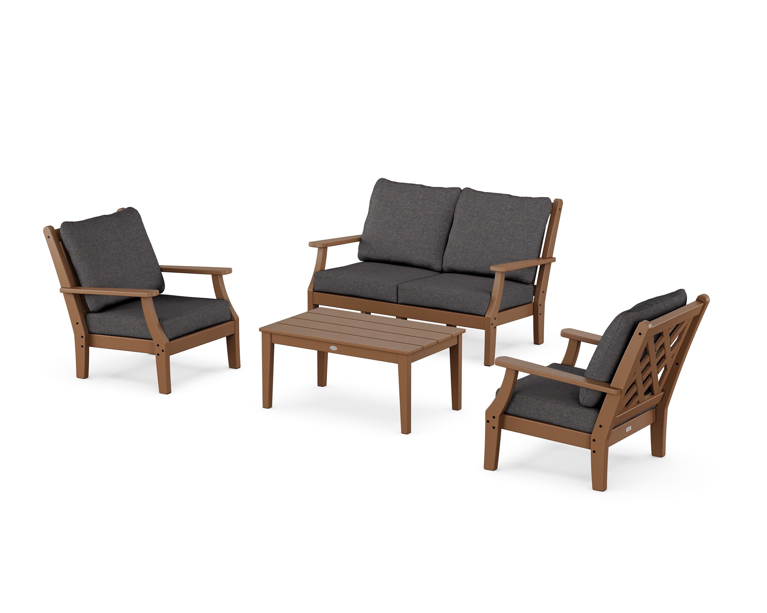 Wovendale 4-Piece Deep Seating Set with Loveseat in Teak / Ash Charcoal