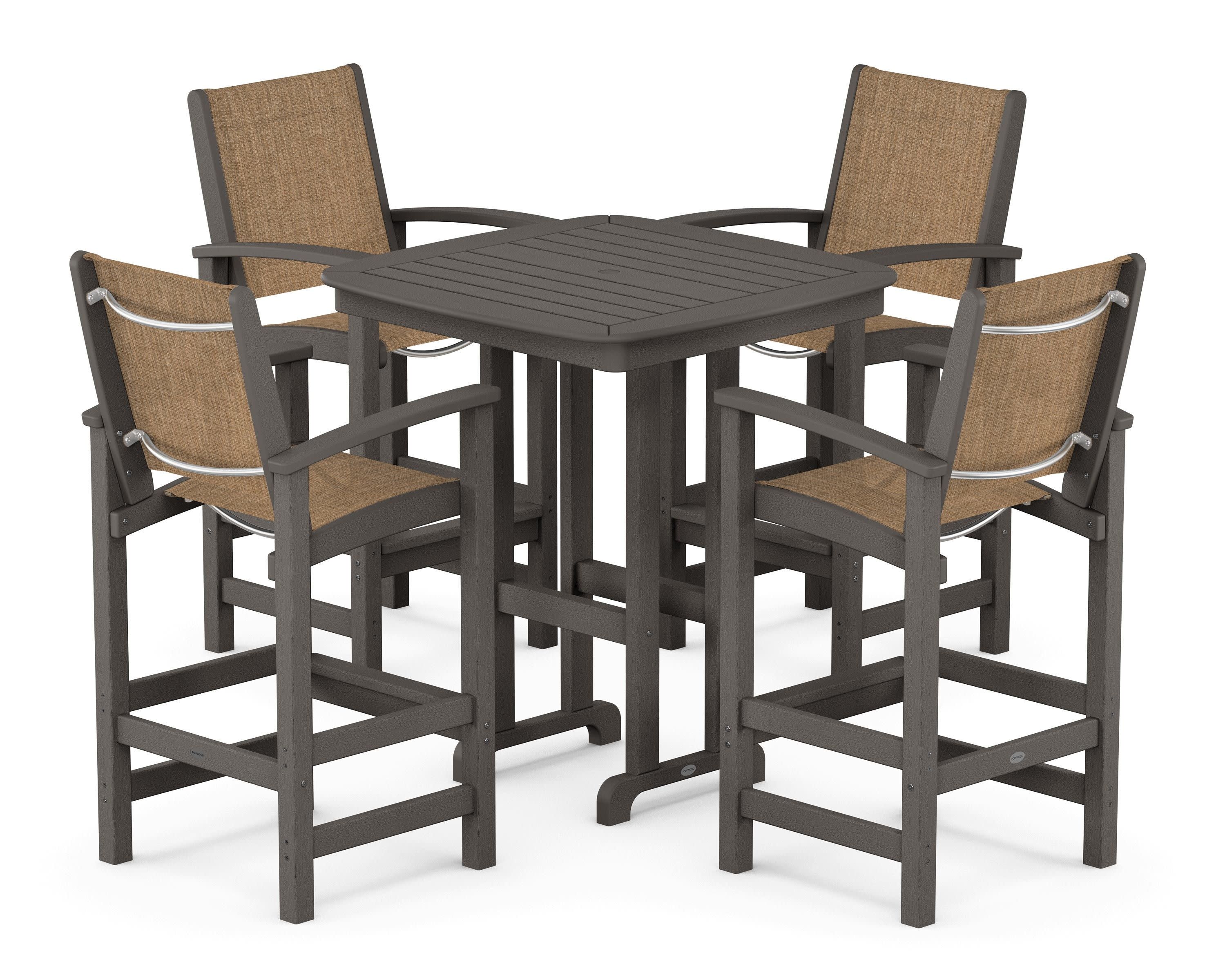 Coastal 5-Piece Bar Set in Vintage Coffee / Burlap Sling