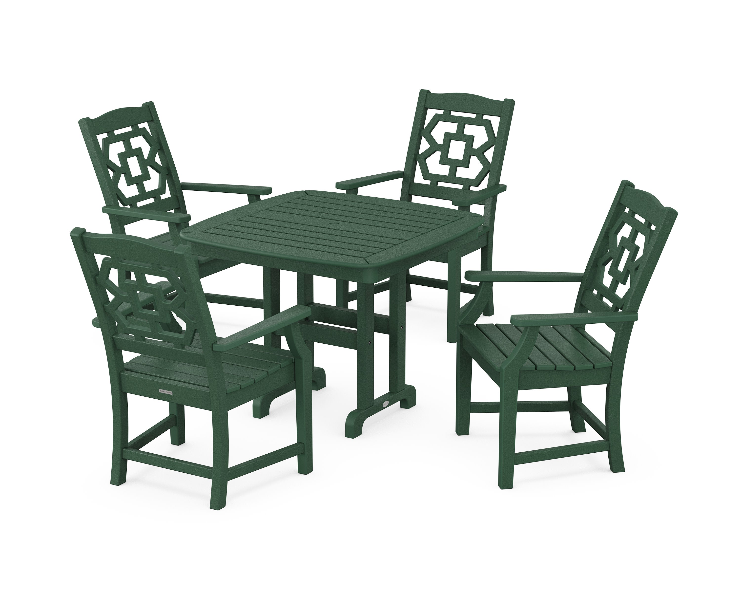 Chinoiserie 5-Piece Dining Set in Green