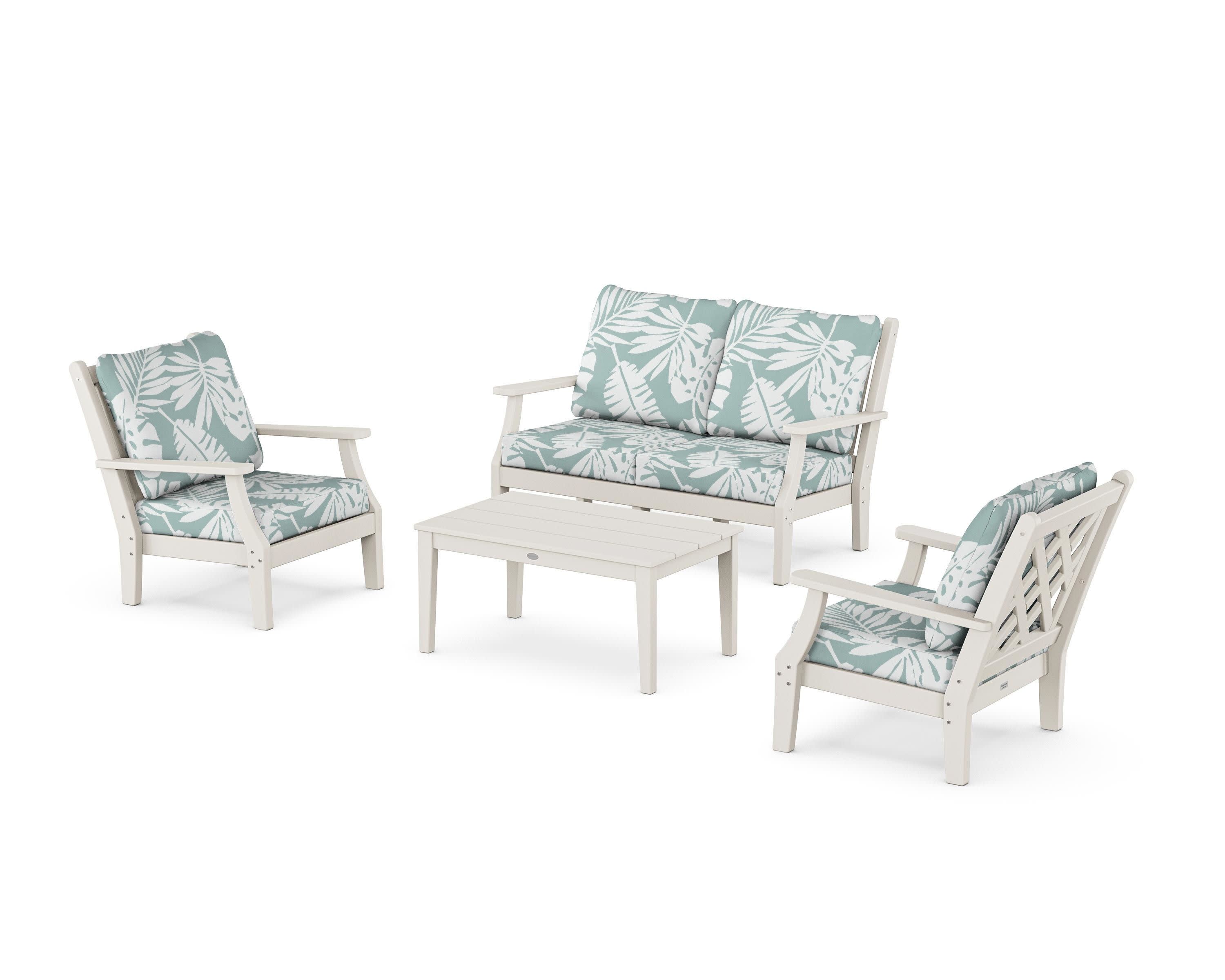 Wovendale 4-Piece Deep Seating Set with Loveseat in Sand / Leaf Glacier Spa