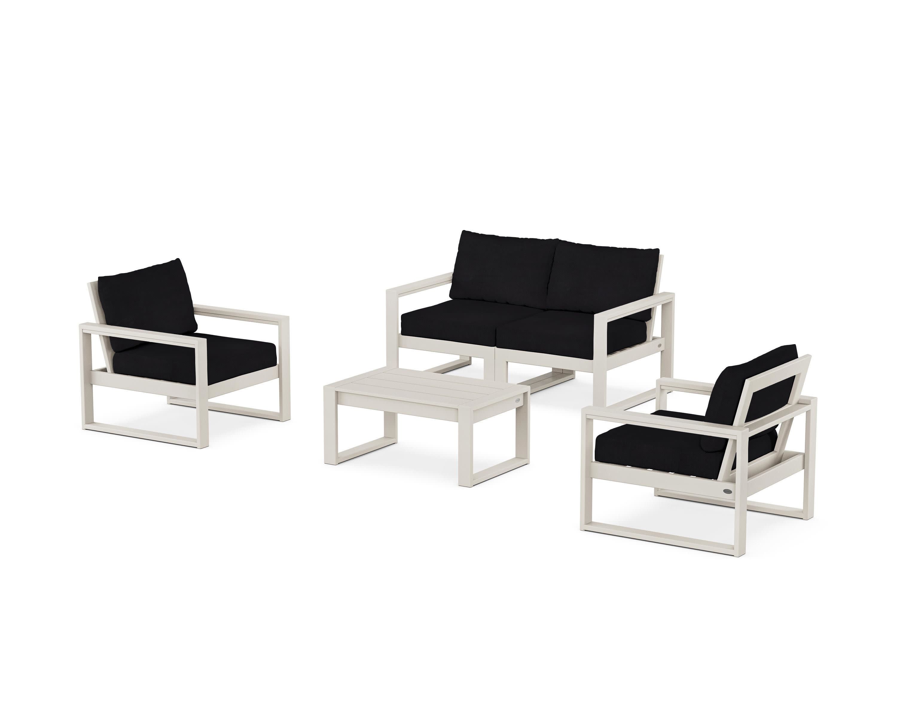 EDGE Sectional 4-Piece Deep Seating Set with Loveseat in Sand / Midnight Linen