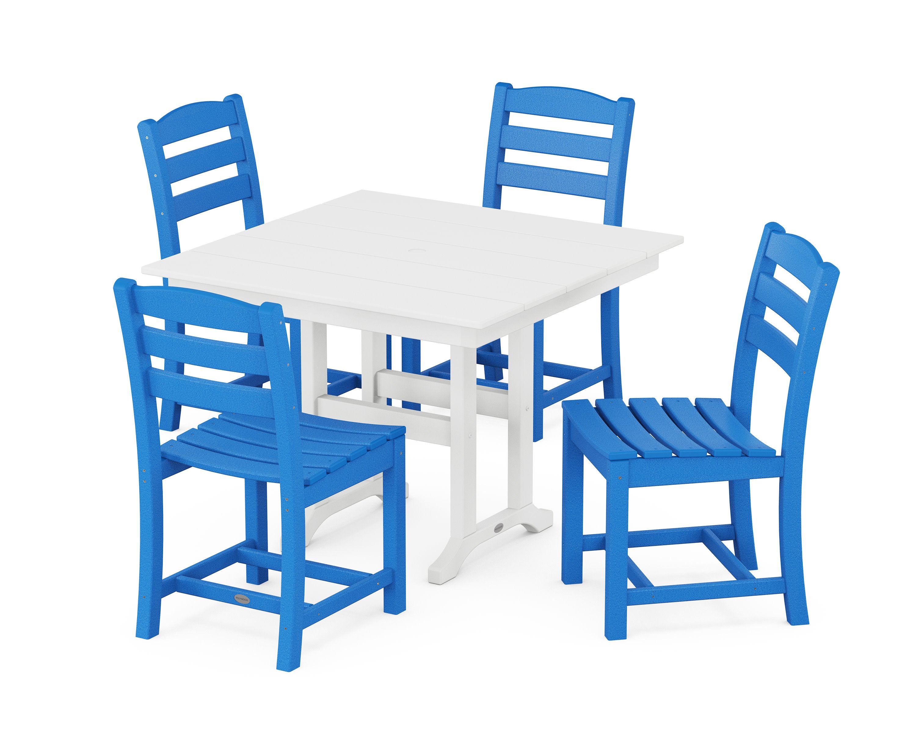 La Casa Caf Side Chair 5-Piece Farmhouse Dining Set in Pacific Blue / White