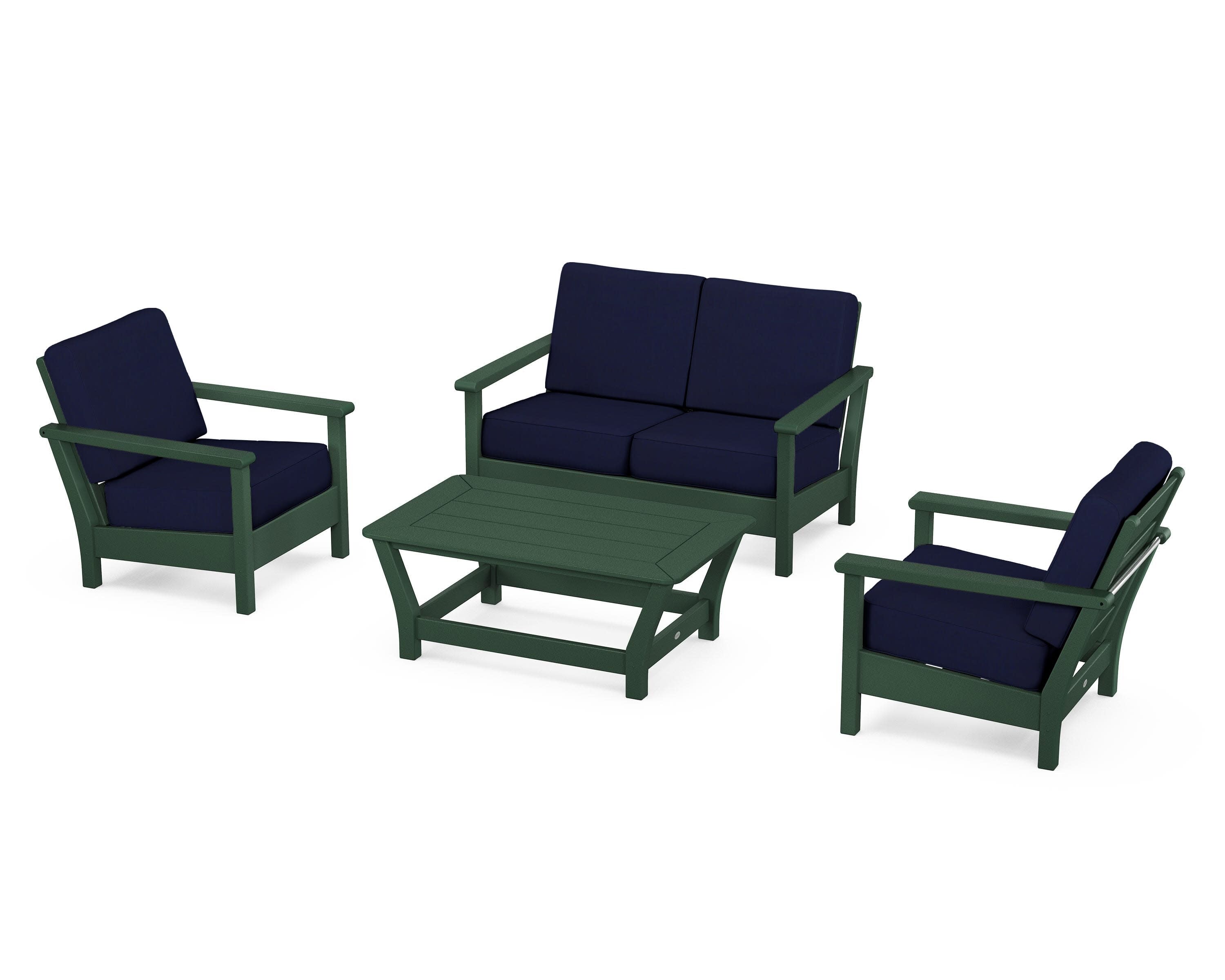 Harbour 4-Piece Deep Seating Set in Green / Navy