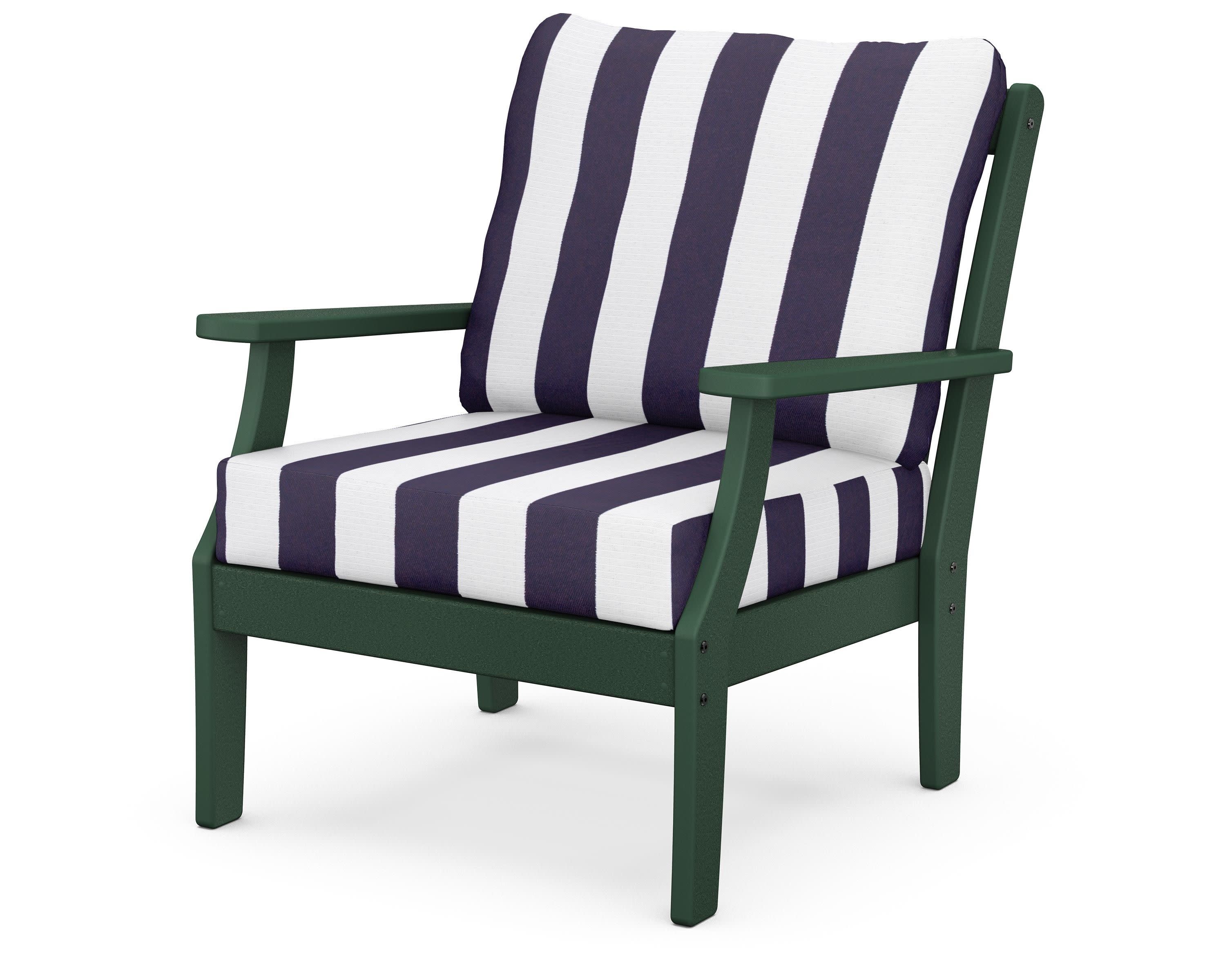 Braxton Deep Seating Chair in Green / Cabana Stripe Navy