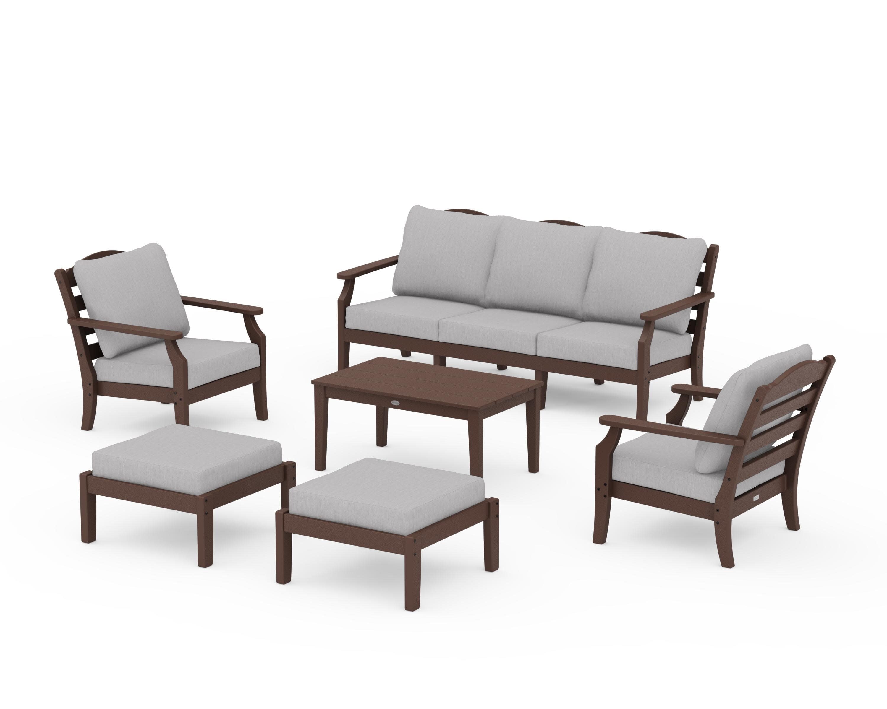 Savannah 6-Piece Lounge Sofa Set in Mahogany / Granite