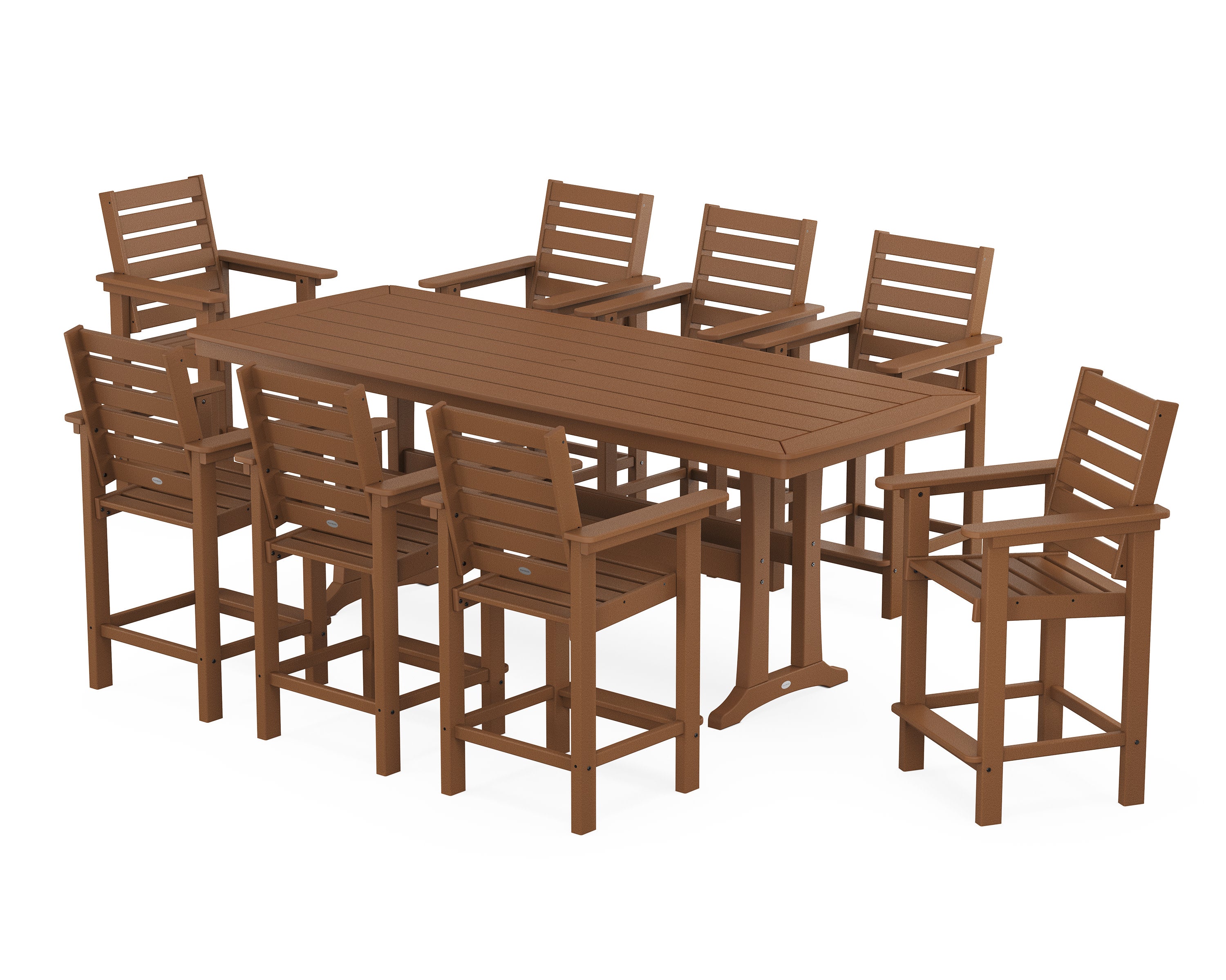 Captain 9-Piece Counter Set with Trestle Legs in Teak
