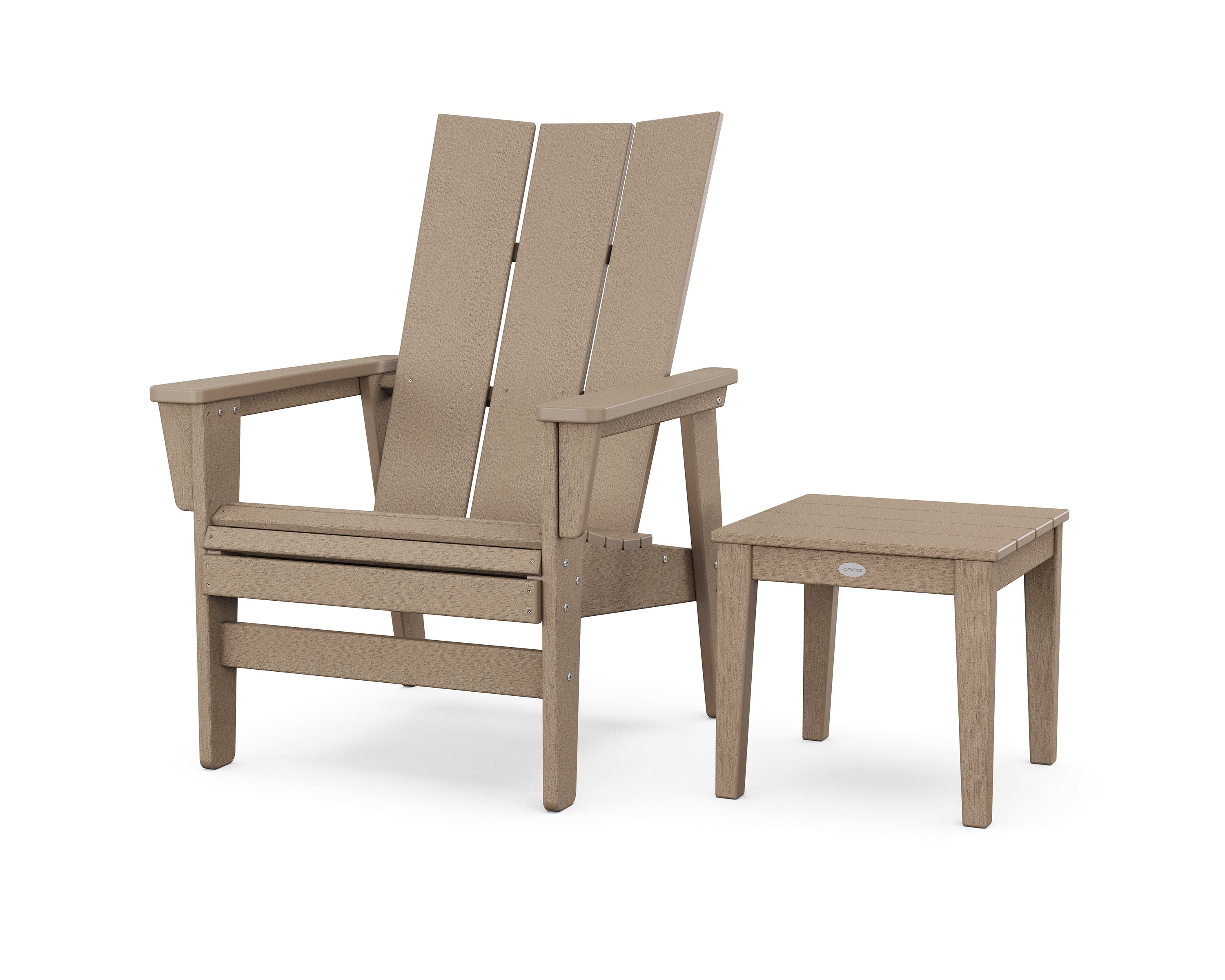 Modern Grand Upright Adirondack Chair with Side Table in Vintage Sahara