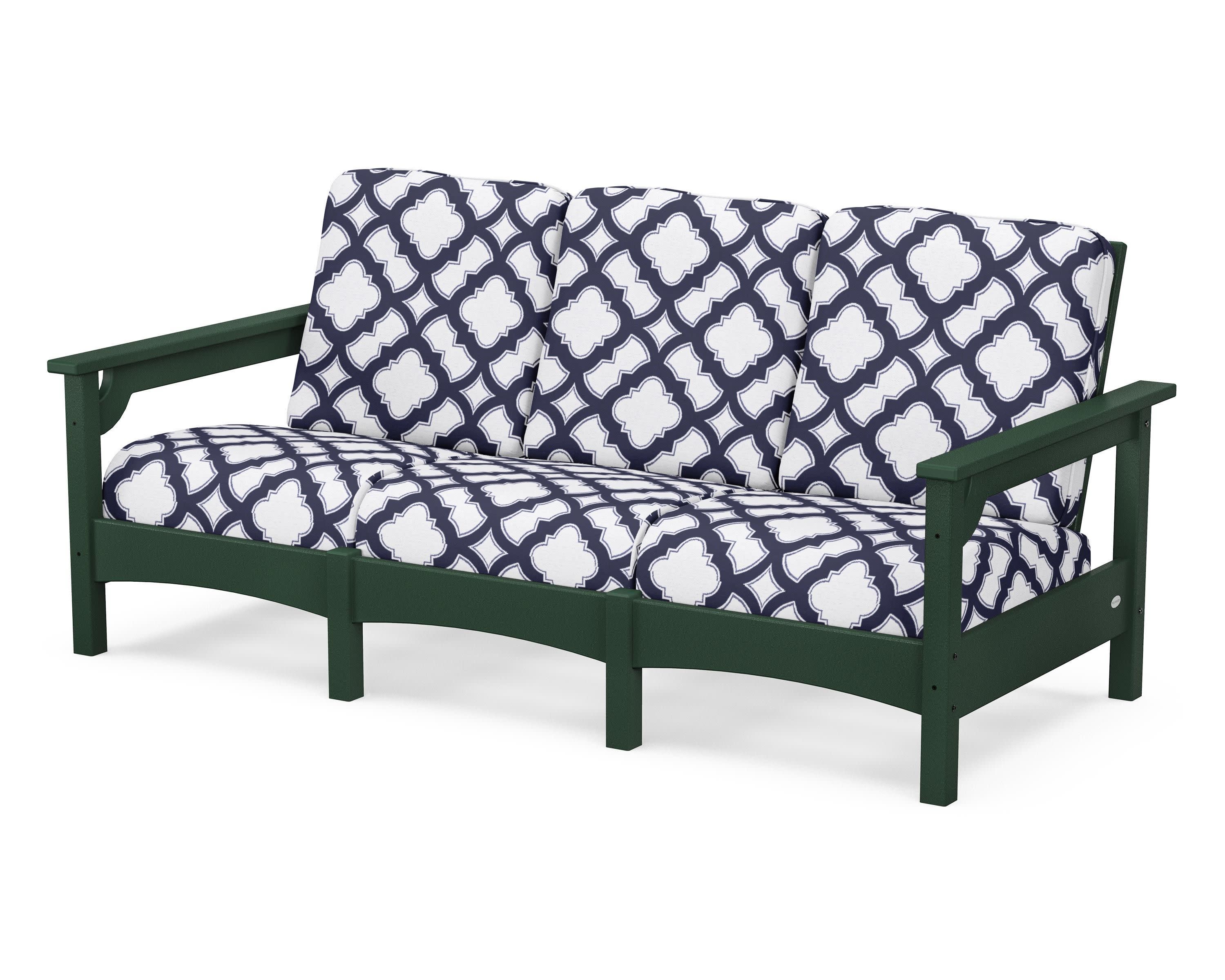 Club Sofa in Green / Trellis Navy