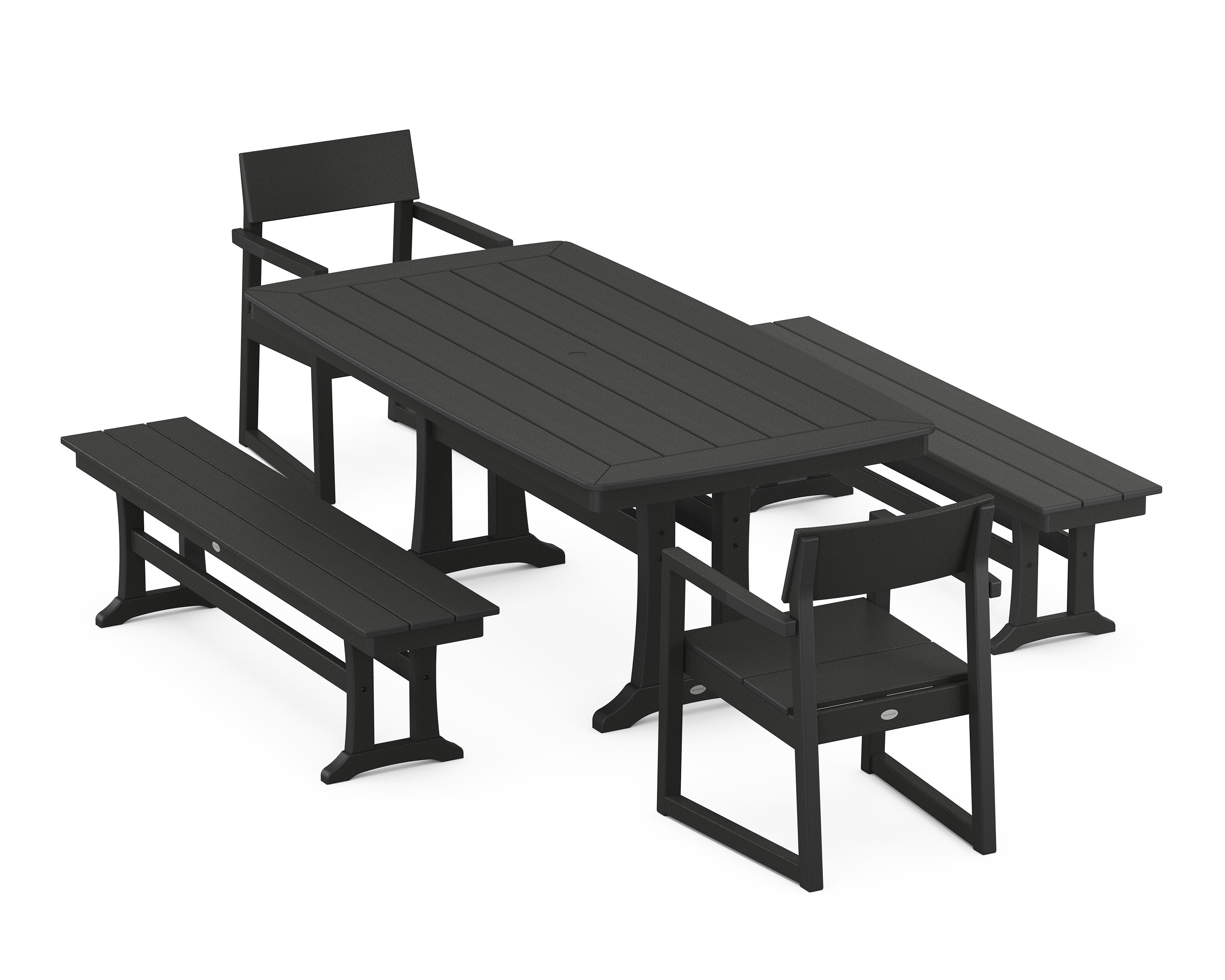 EDGE 5-Piece Dining Set with Trestle Legs in Black