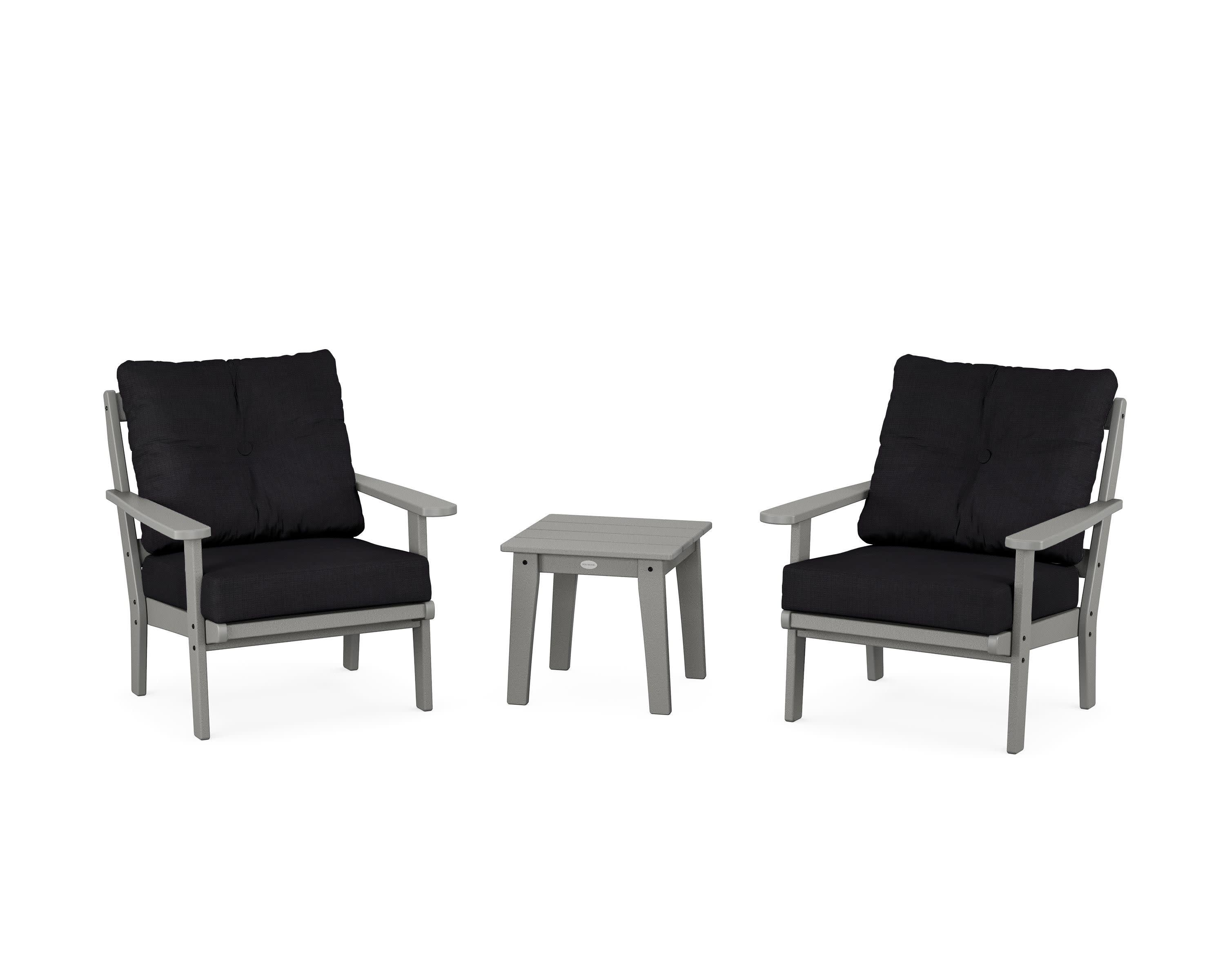 Mission 3-Piece Deep Seating Set in Slate Grey / Midnight Linen