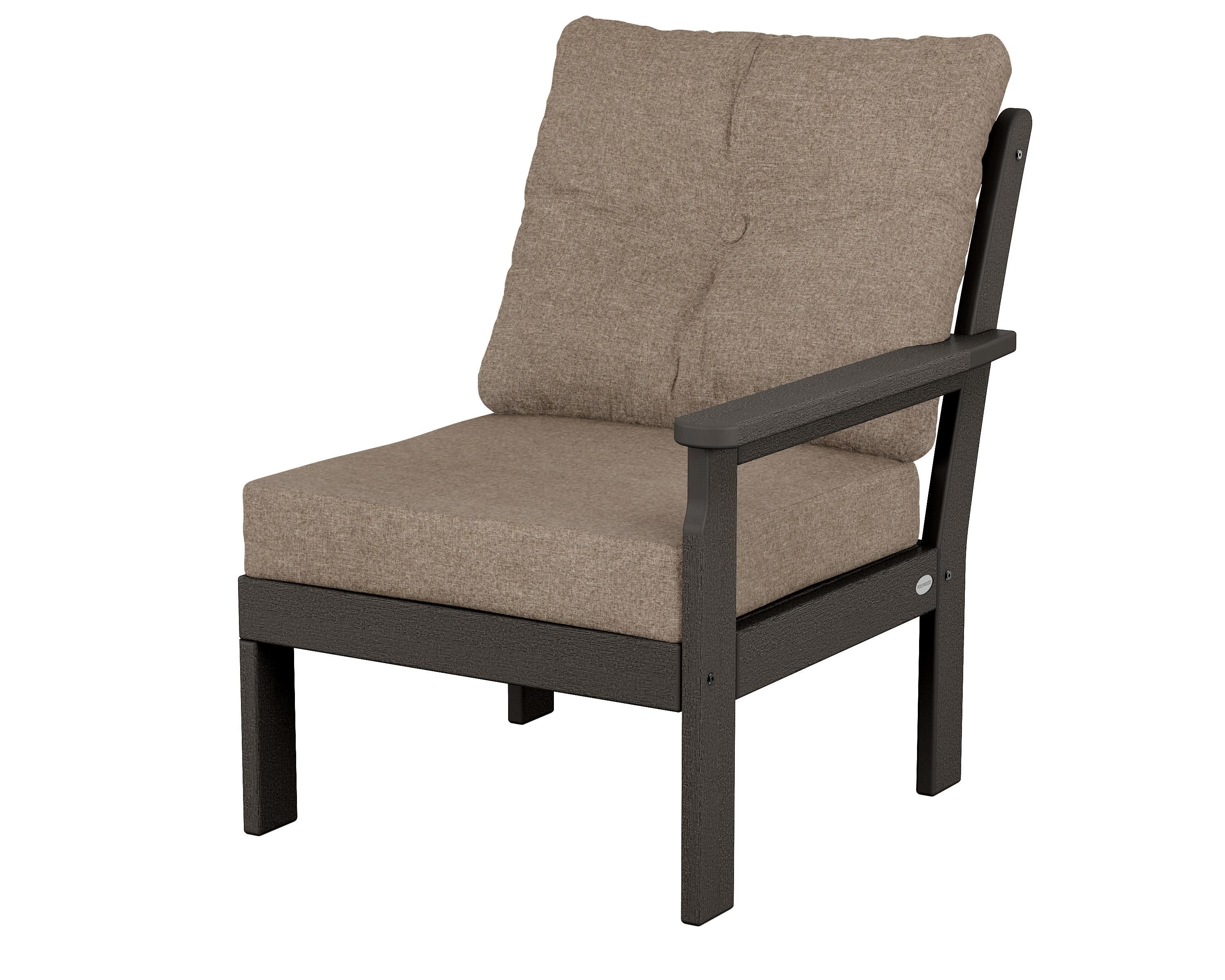 Vineyard Modular Right Arm Chair in Vintage Coffee / Spiced Burlap