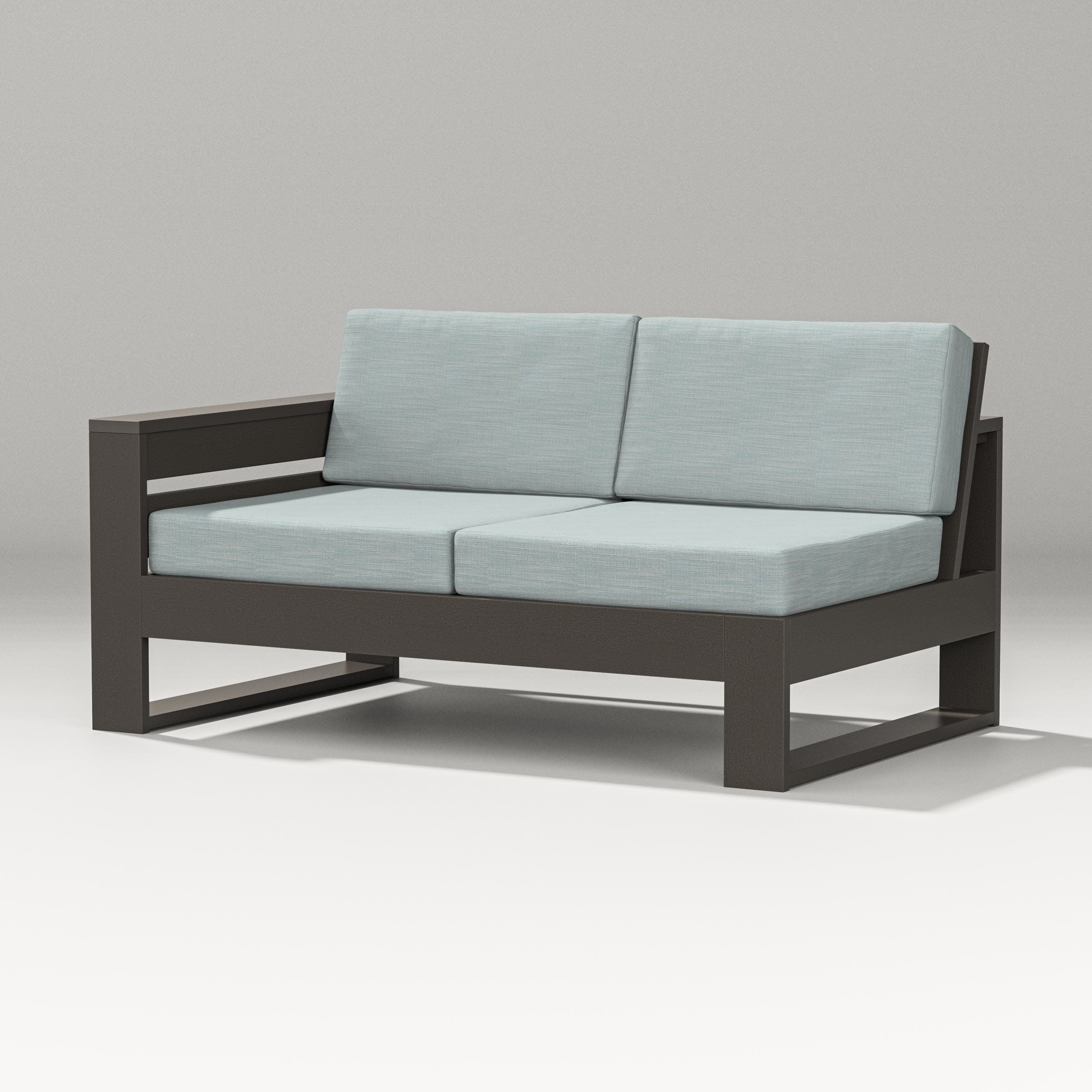 Latitude Modular Left Arm Loveseat in Vintage Coffee / Soothe Mist