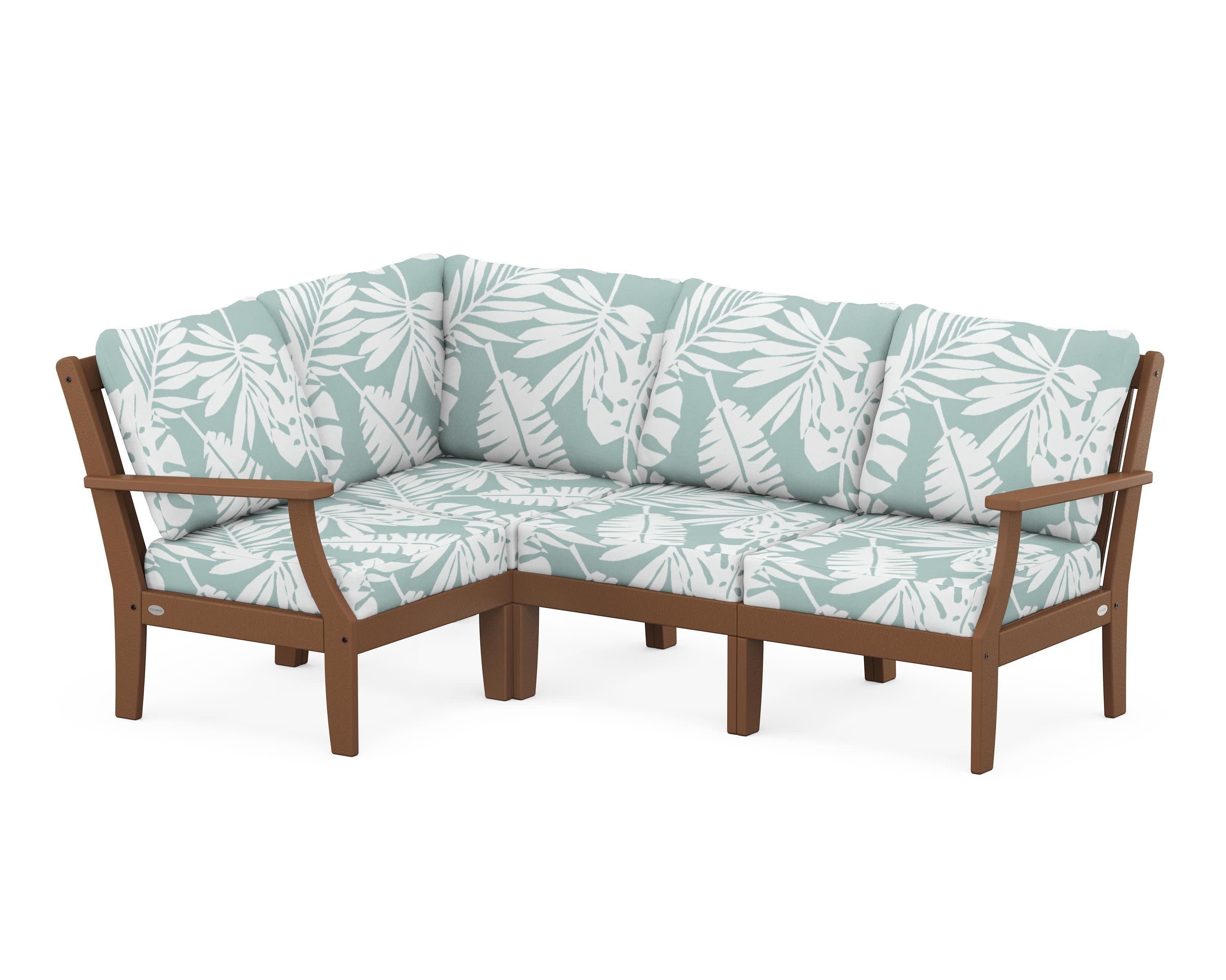 Braxton Modular 4-Piece Deep Seating Set in Teak / Leaf Glacier Spa