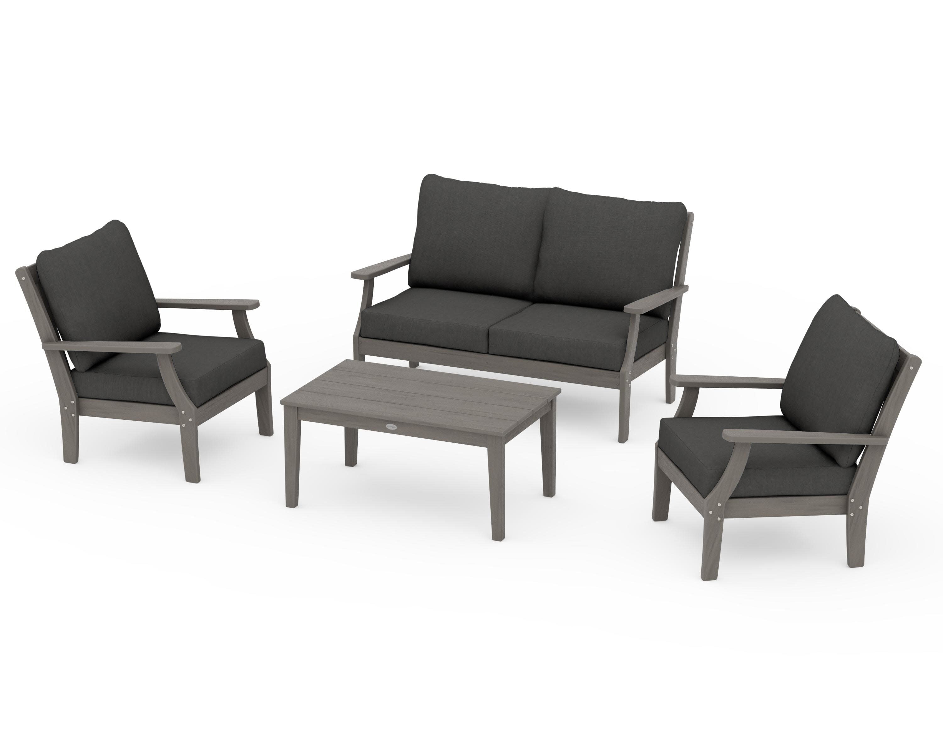 Braxton 4-Piece Deep Seating Chair Set in Driftwood / Spectrum Carbon