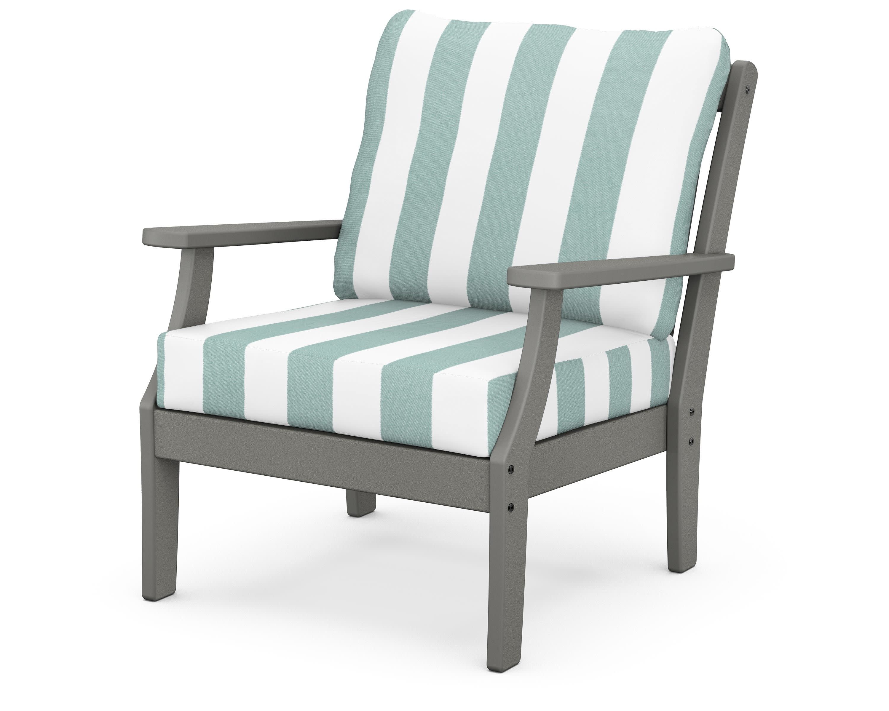Braxton Deep Seating Chair in Slate Grey / Cabana Stripe Glacier Spa