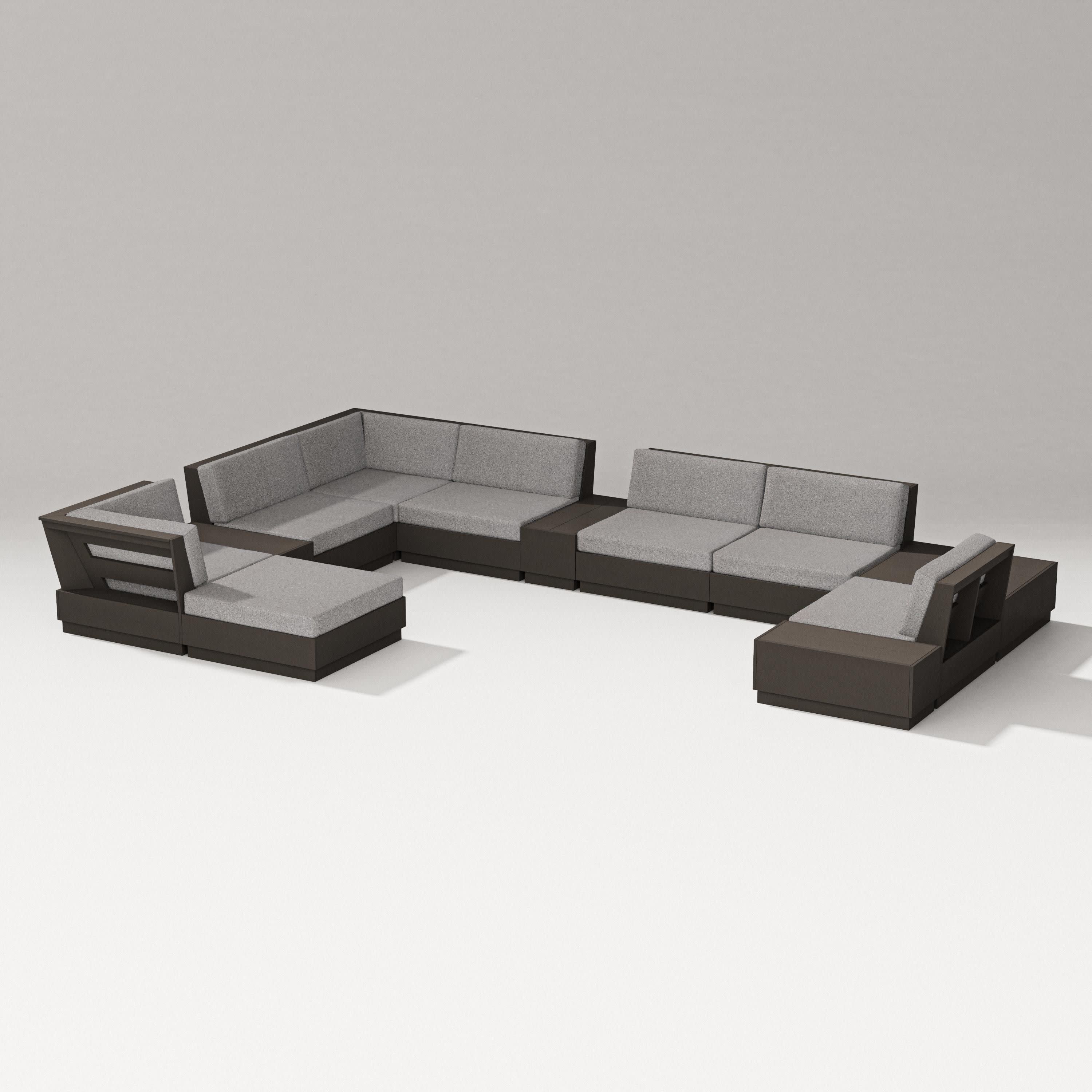 Elevate 12-Piece Conversation Sectional Set in Vintage Coffee / Grey Mist
