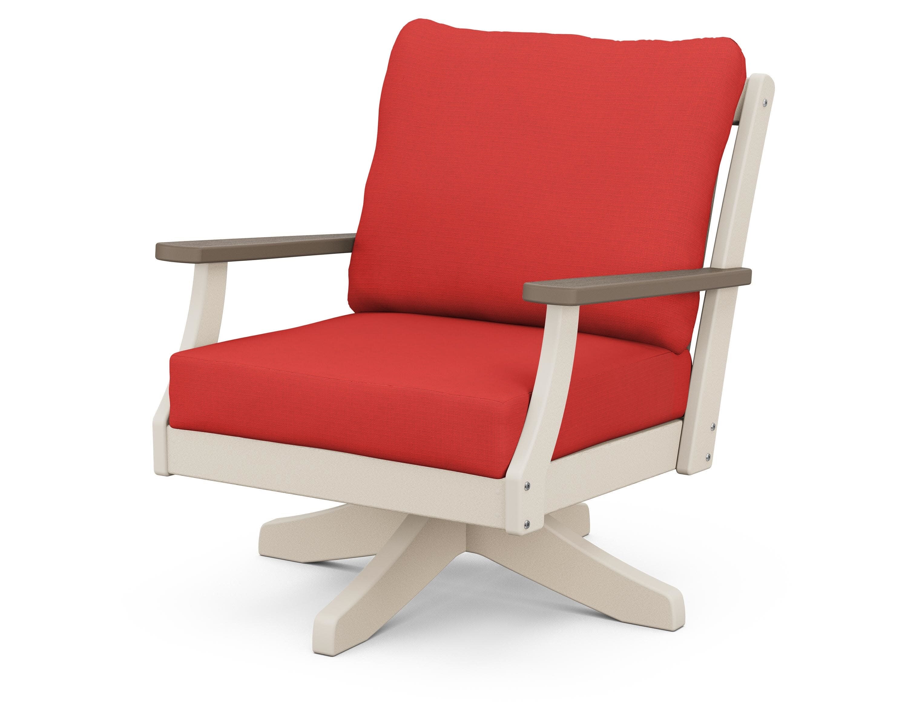 Braxton Deep Seating Swivel Chair in Sand / Kona / Crimson Linen