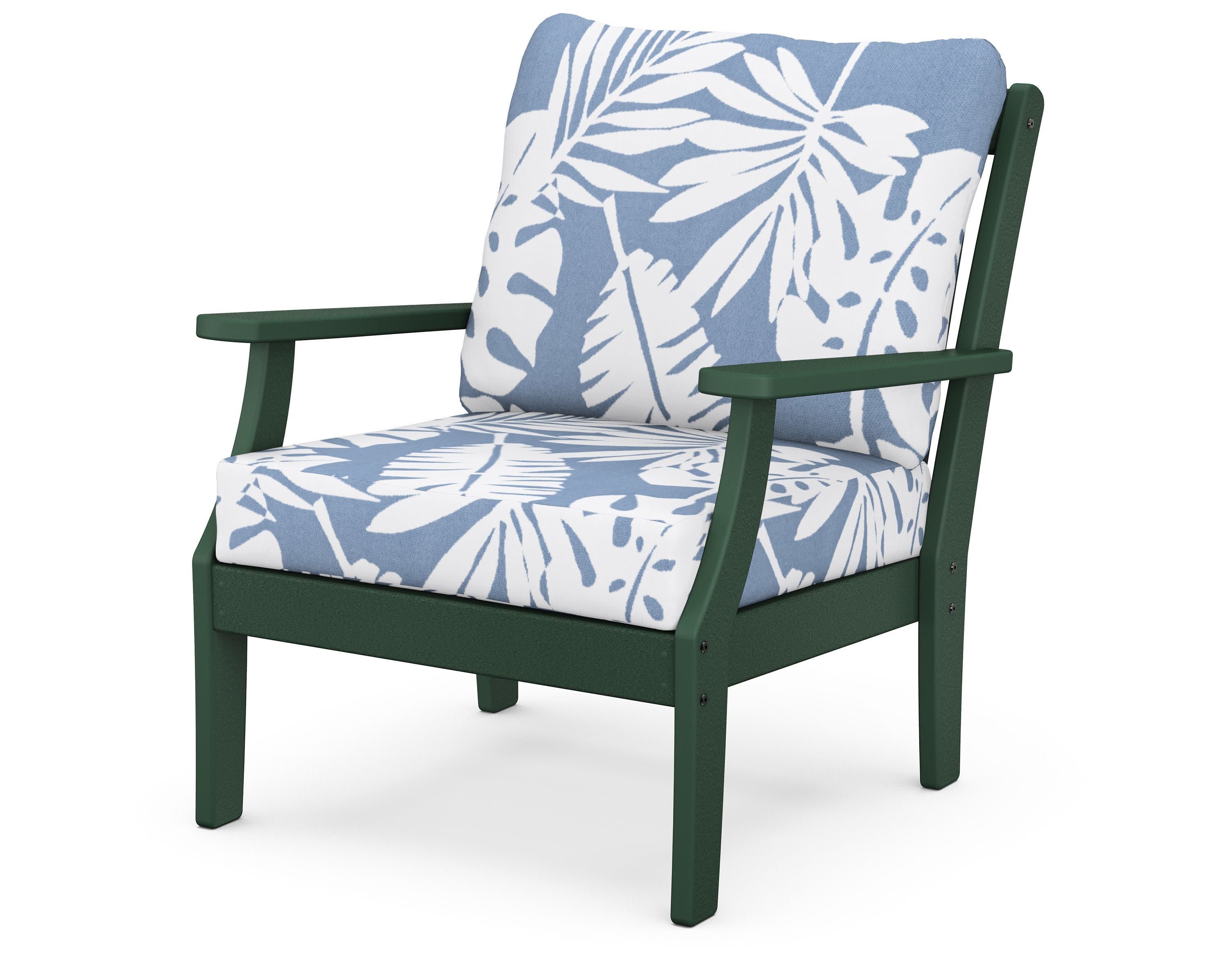 Braxton Deep Seating Chair in Green / Leaf Sky Blue