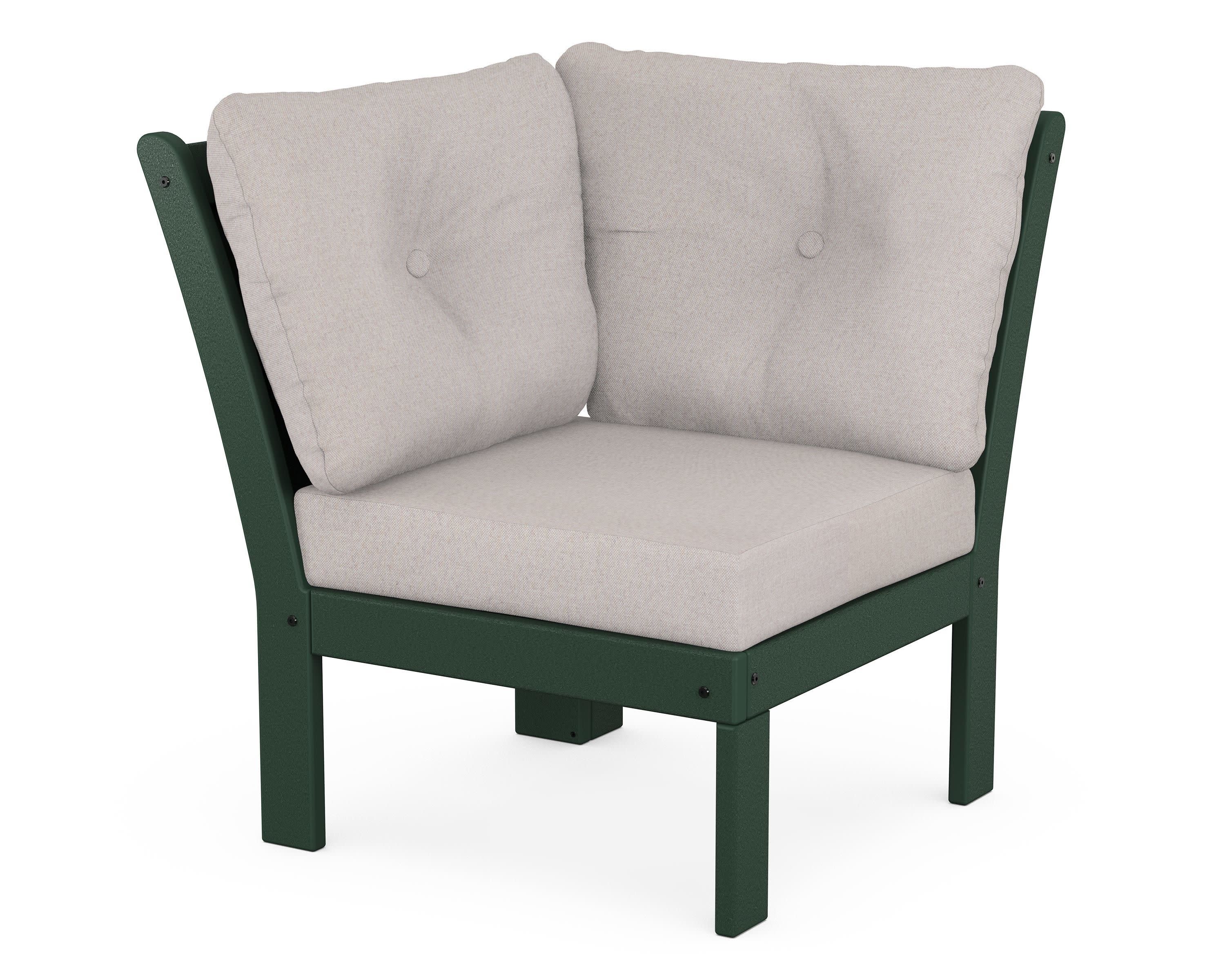 Vineyard Modular Corner Chair in Green / Dune Burlap