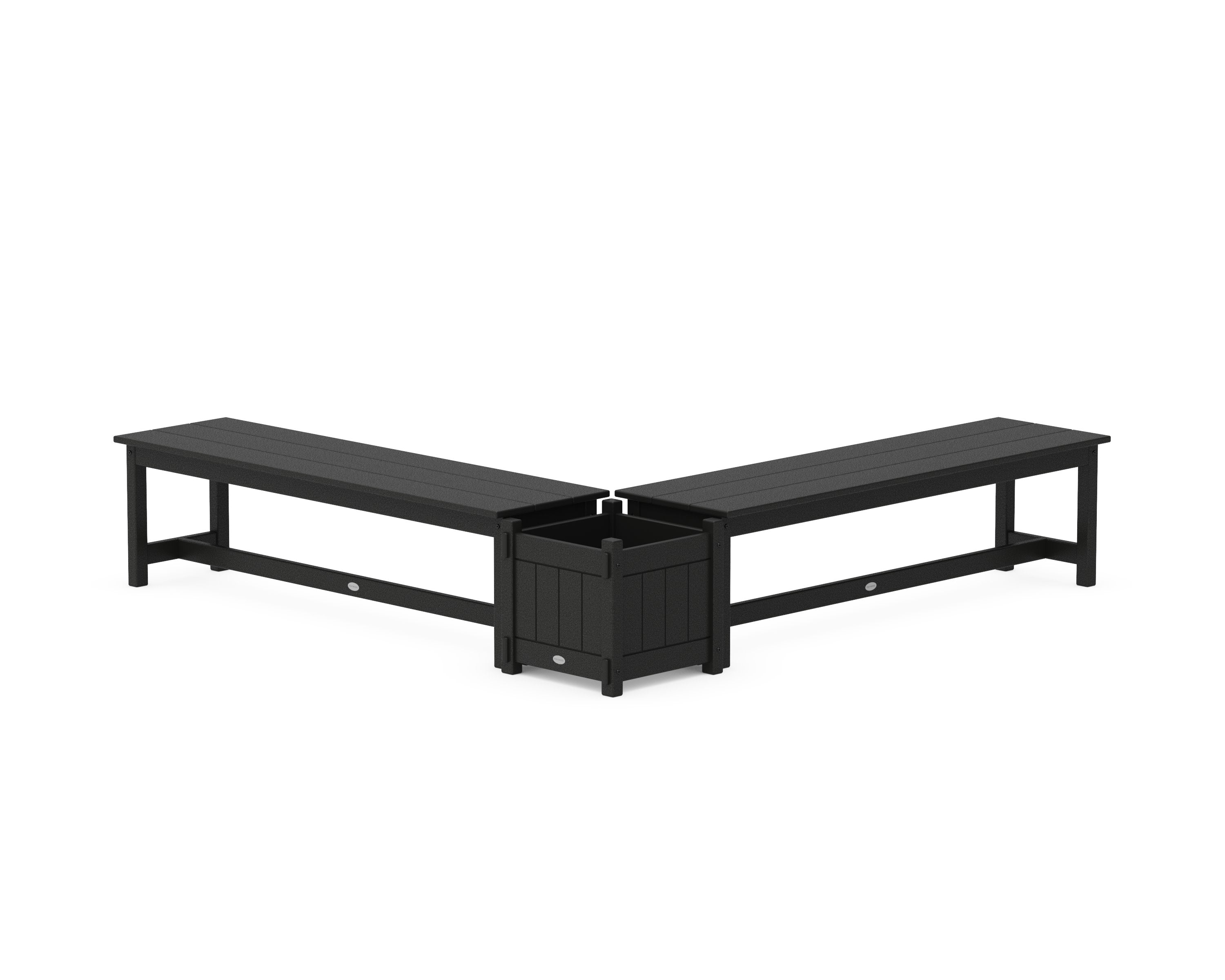 60" Vineyard L- Shaped Planter Bench Set in Black