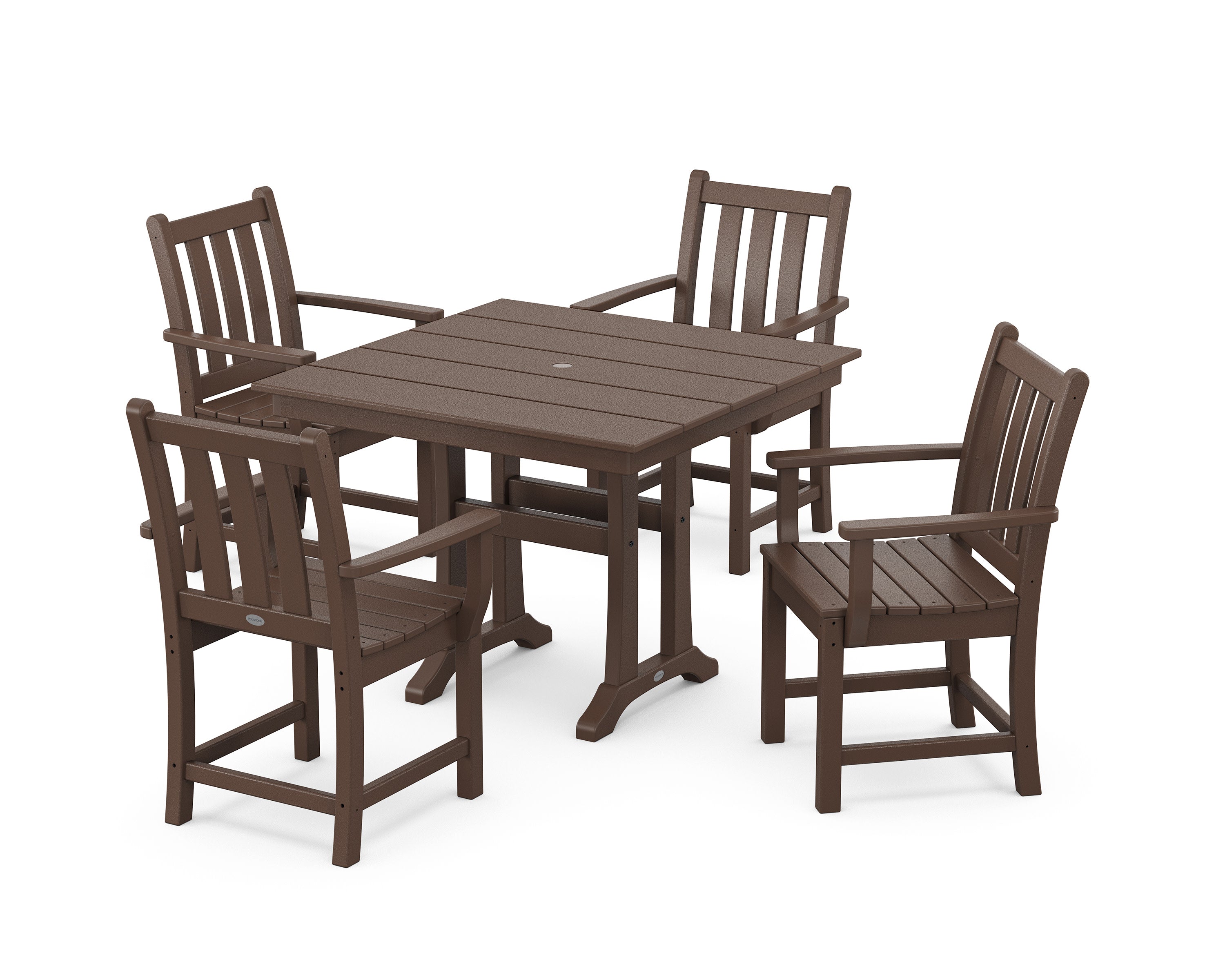 Traditional Garden 5-Piece Farmhouse Dining Set With Trestle Legs in Mahogany