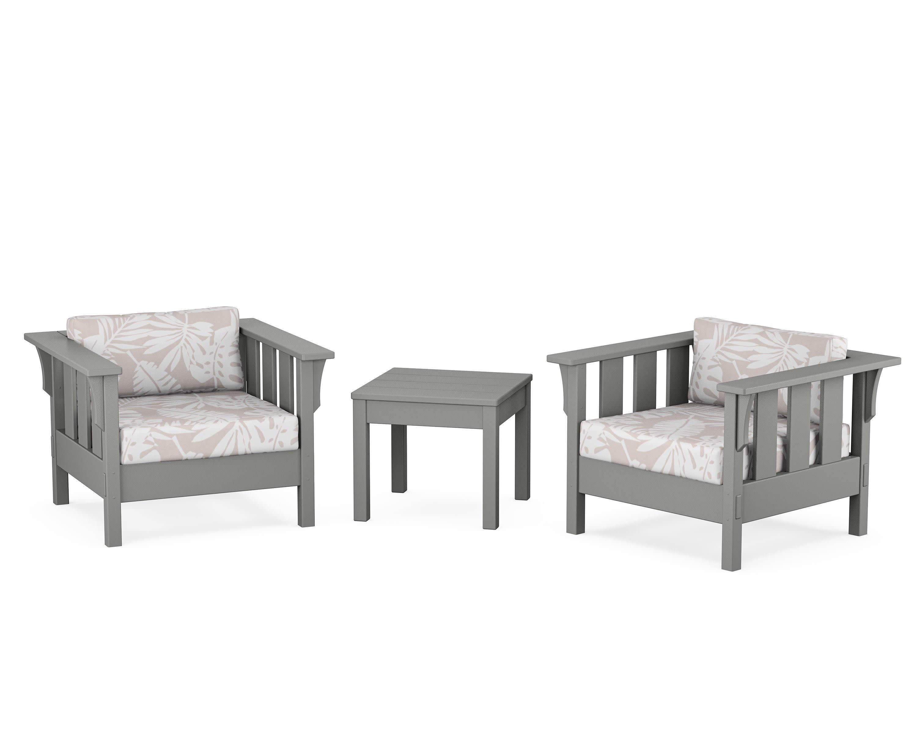 Acadia 3-Piece Deep Seating Set in Slate Grey / Leaf Dune Burlap