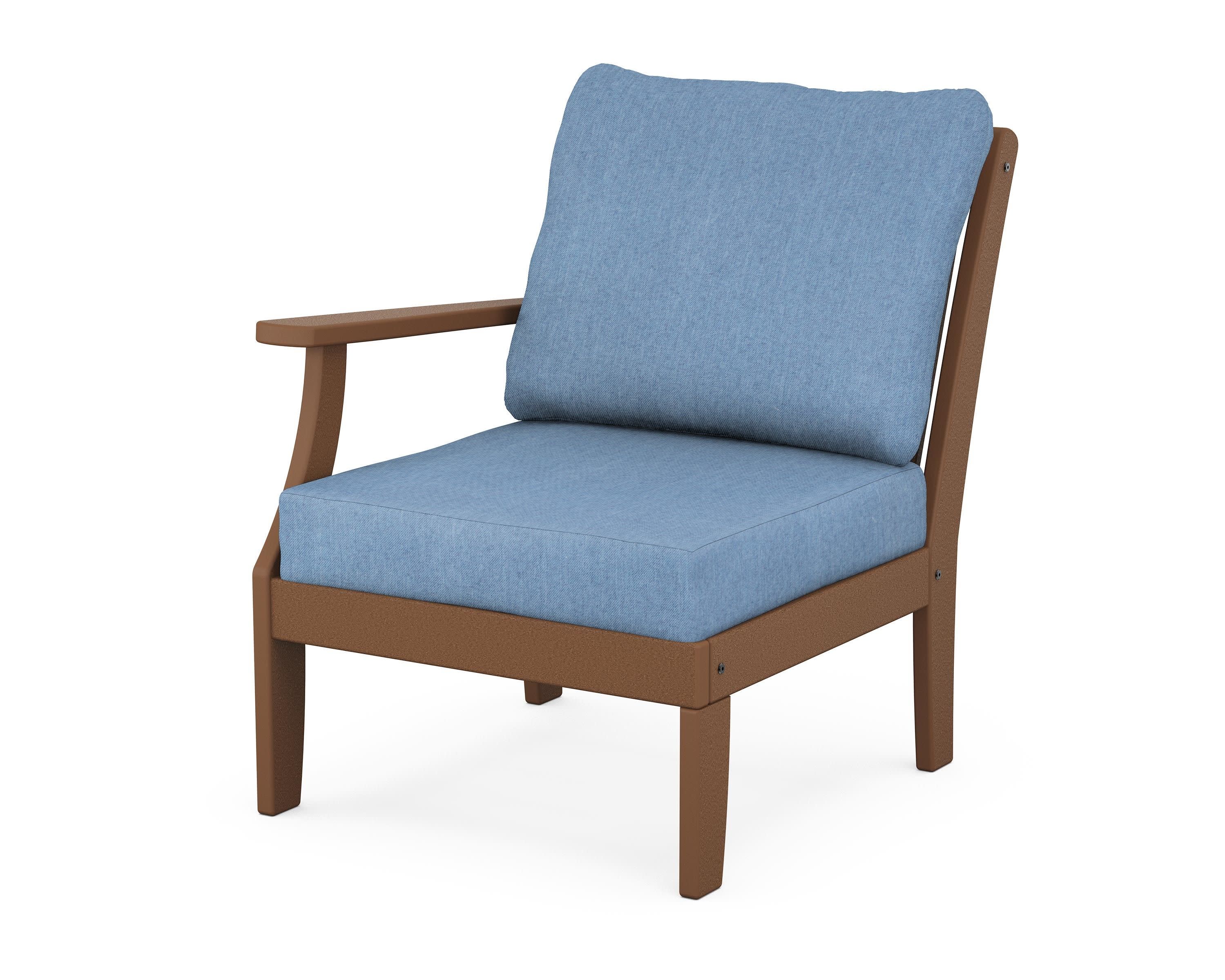 Braxton Modular Left Arm Chair in Teak / Sky Blue