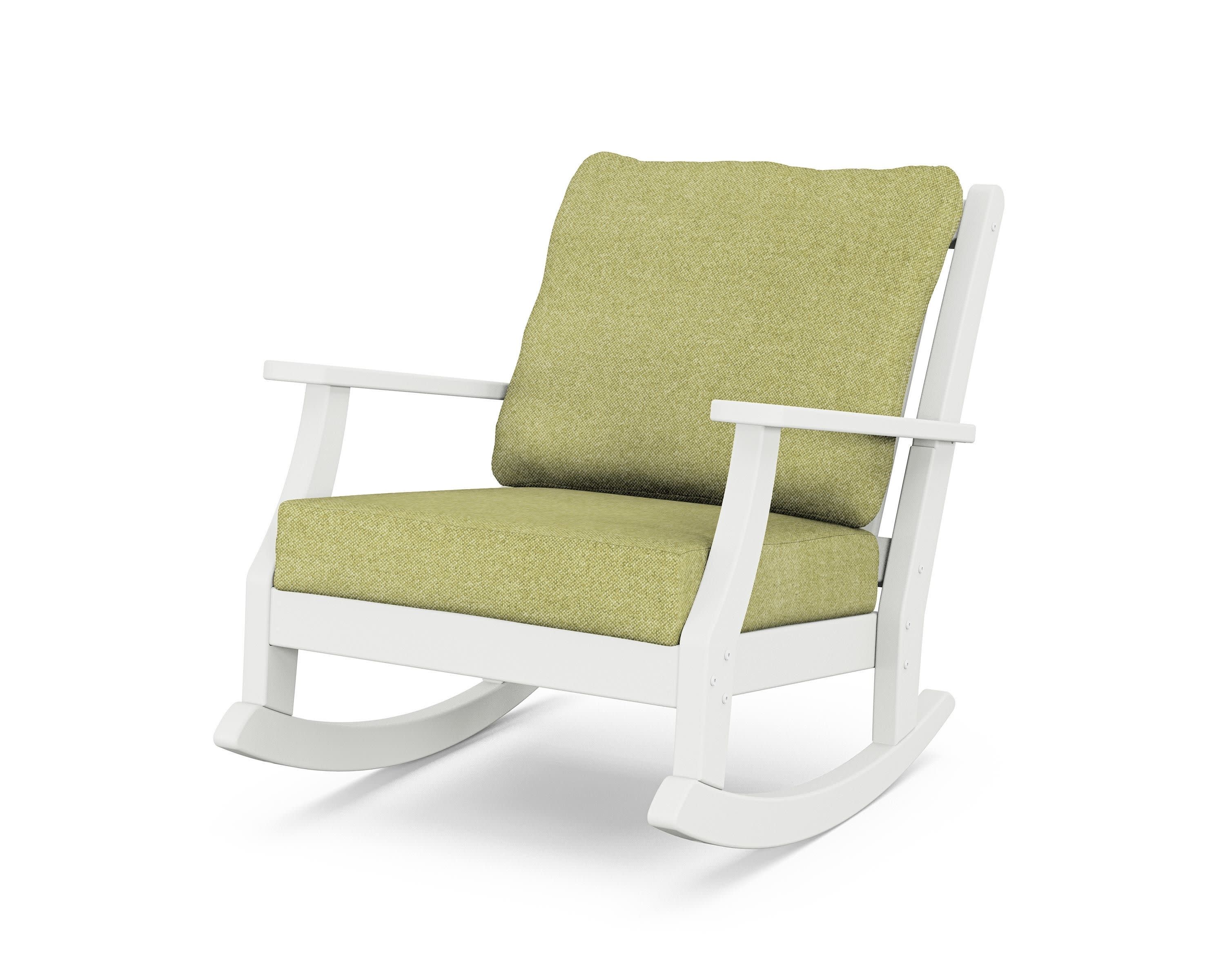 Wovendale Deep Seating Rocking Chair in White / Chartreuse Boucle