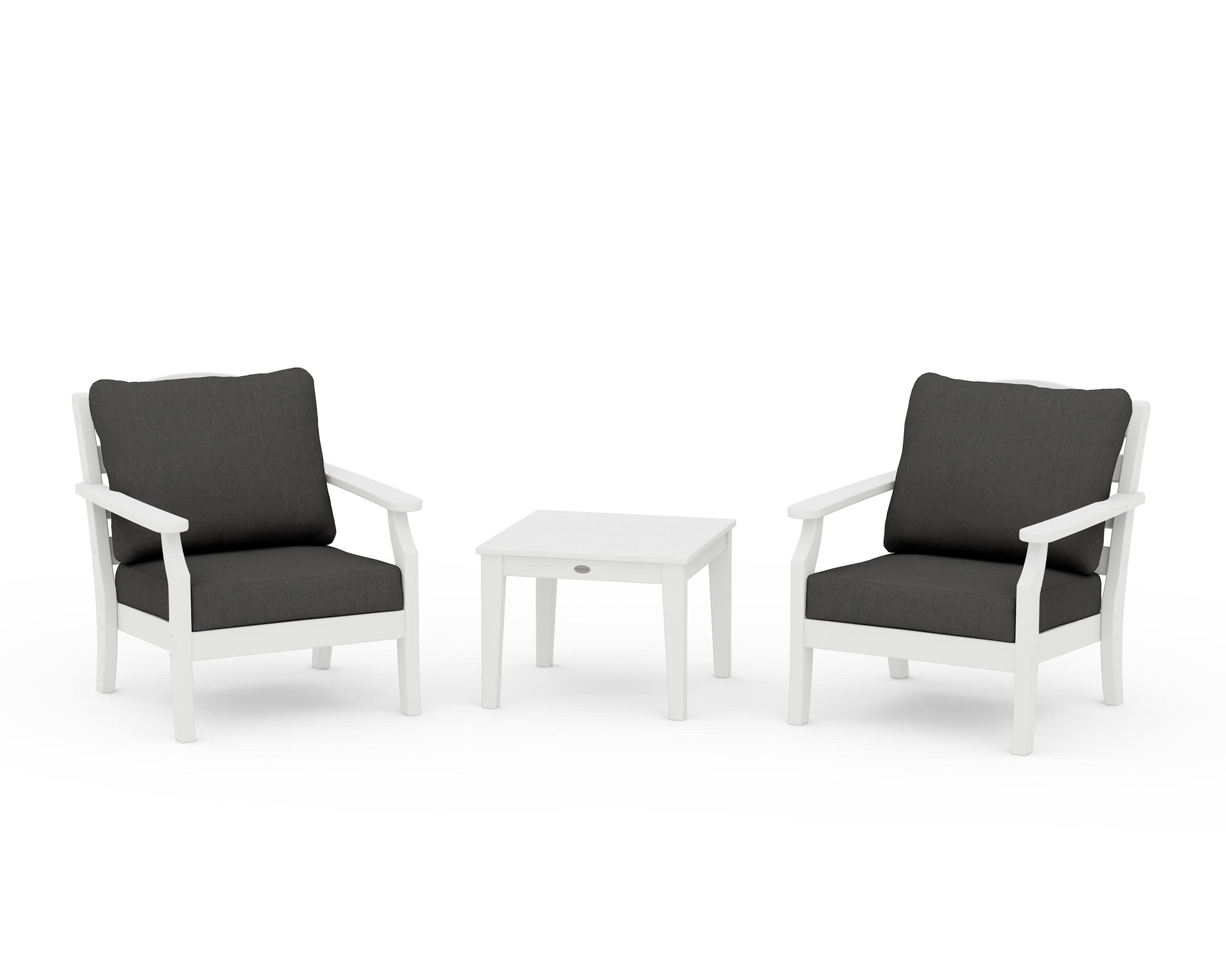 Savannah 3-Piece Deep Seating Set in White / Spectrum Carbon