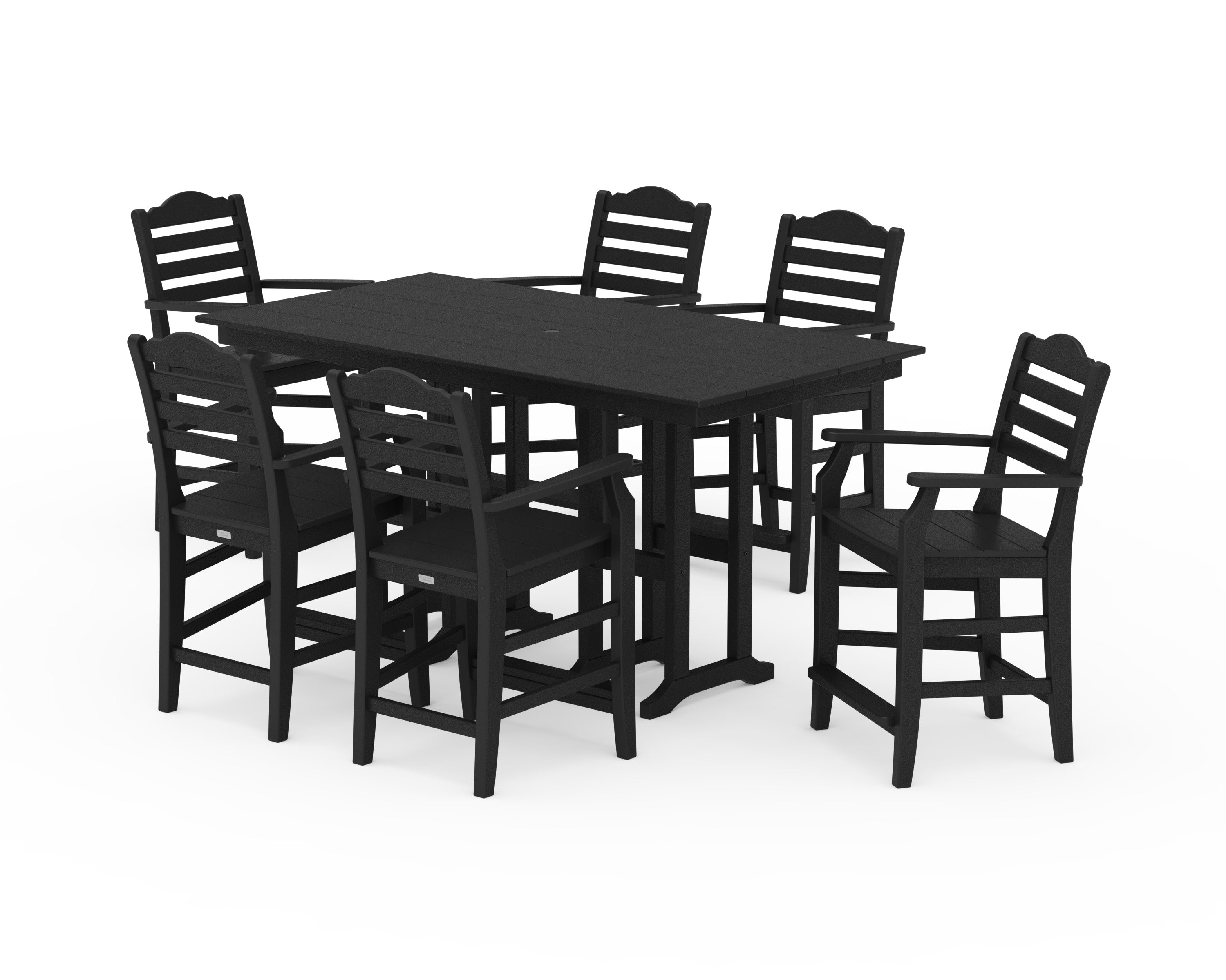 Savannah Arm Chair 7-Piece Farmhouse Counter Set in Black