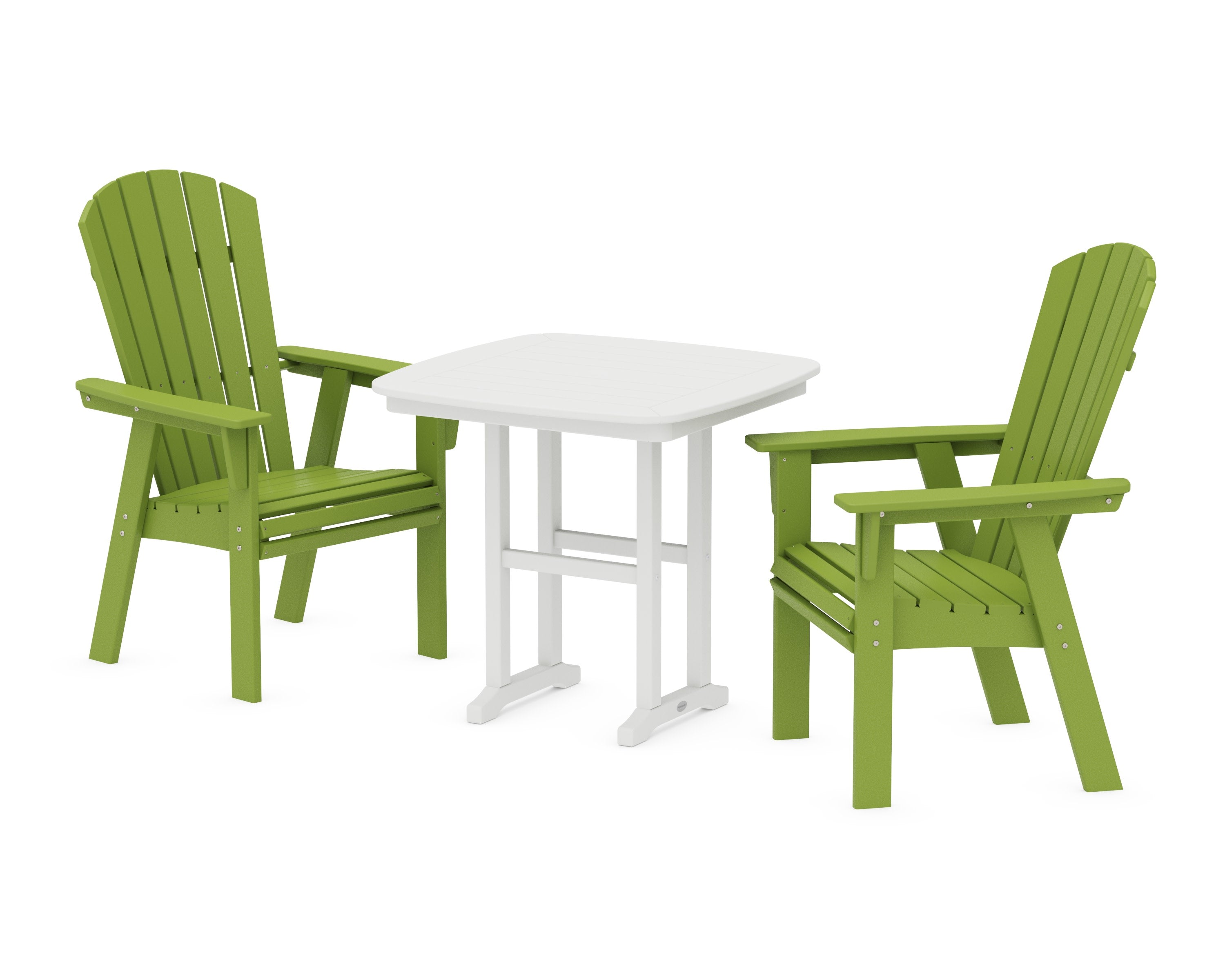 Nautical Adirondack 3-Piece Dining Set in Lime / White