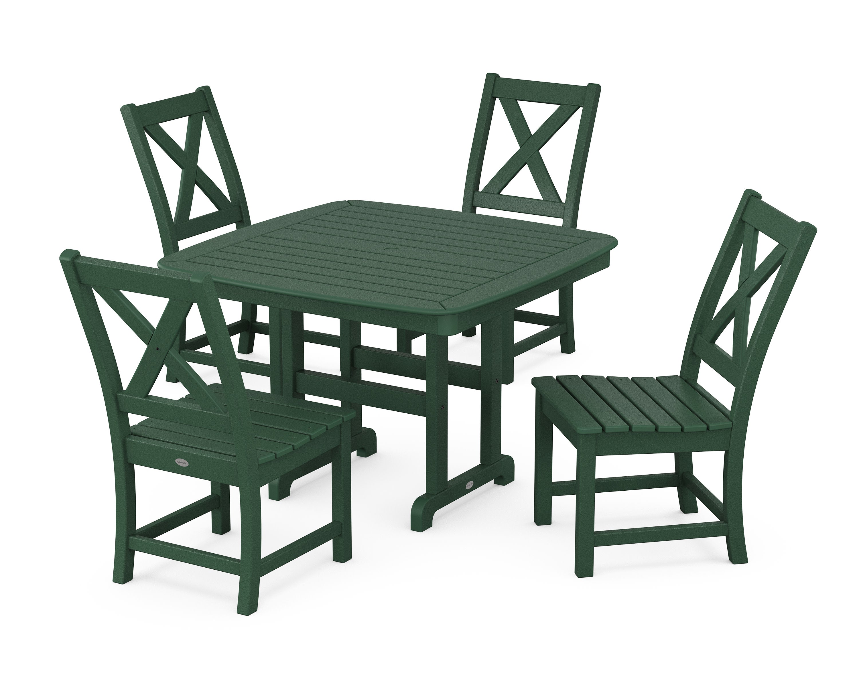 Braxton Side Chair 5-Piece Dining Set with Trestle Legs in Green