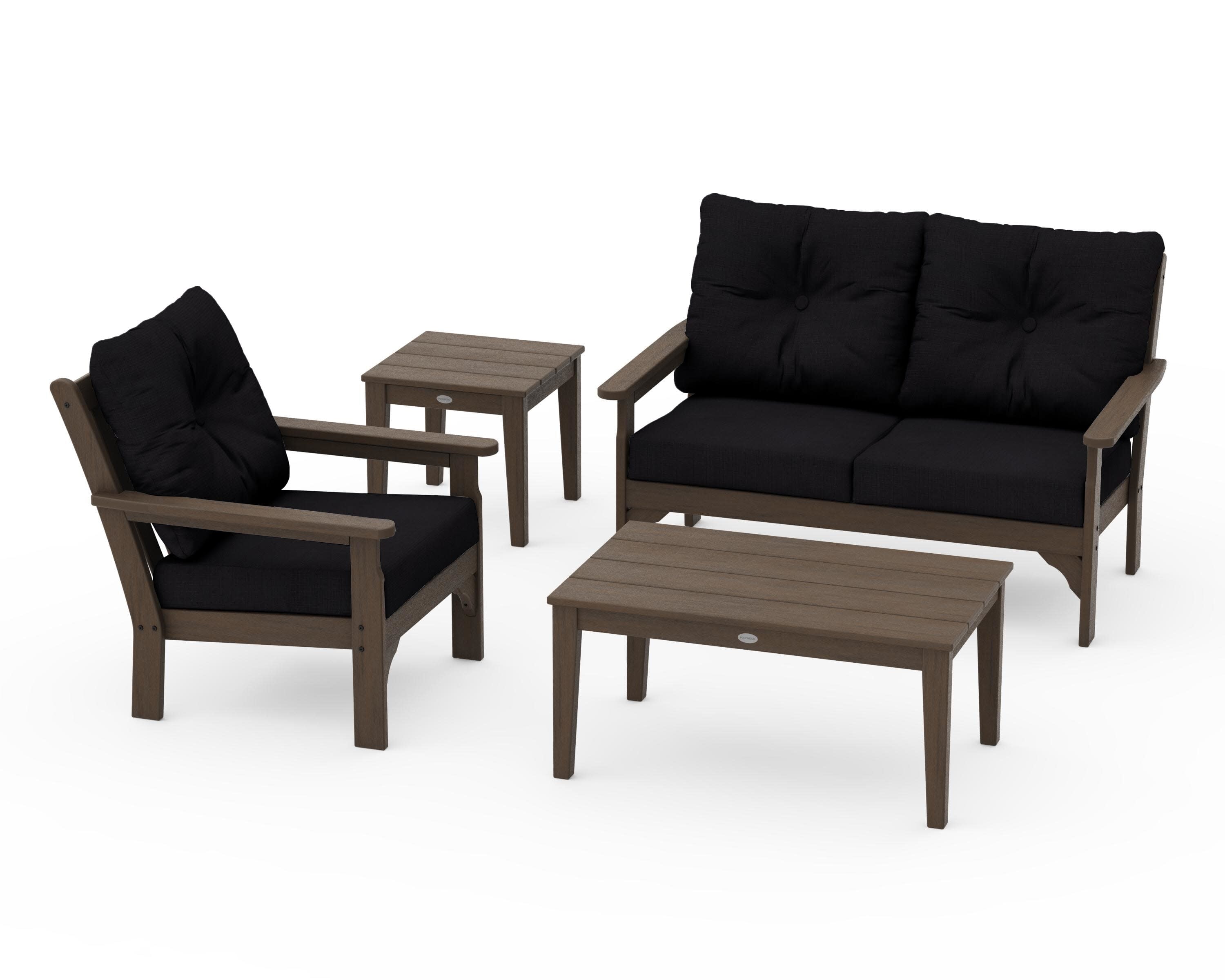 Vineyard 4-Piece Deep Seating Set in Kona / Midnight Linen